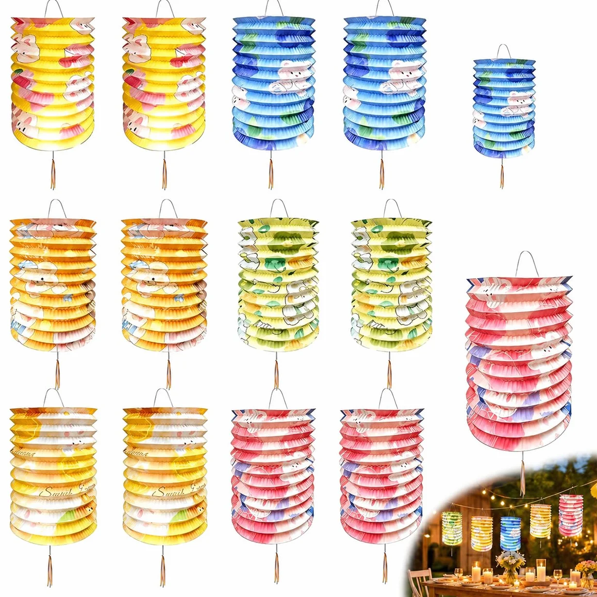 Set di 12 Lanterna Cinese in Carta, 6,3 Pollici, Decorazione per Compleanno, Matrimonio e Festa di Capodanno, 6 Colori, per Interni ed Esterni