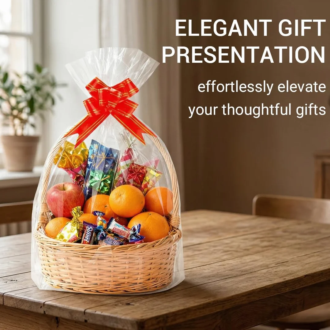 10 Pezzi Sacchetti Per Cesti Regalo Trasparenti, Fogli Cellophane Trasparente Per Confezioni, Sacchetti di Carta Trasparenti per Cesti e Bouquet, Per Confezioni Regalo, Feste, Eventi, 45 x 60 cm