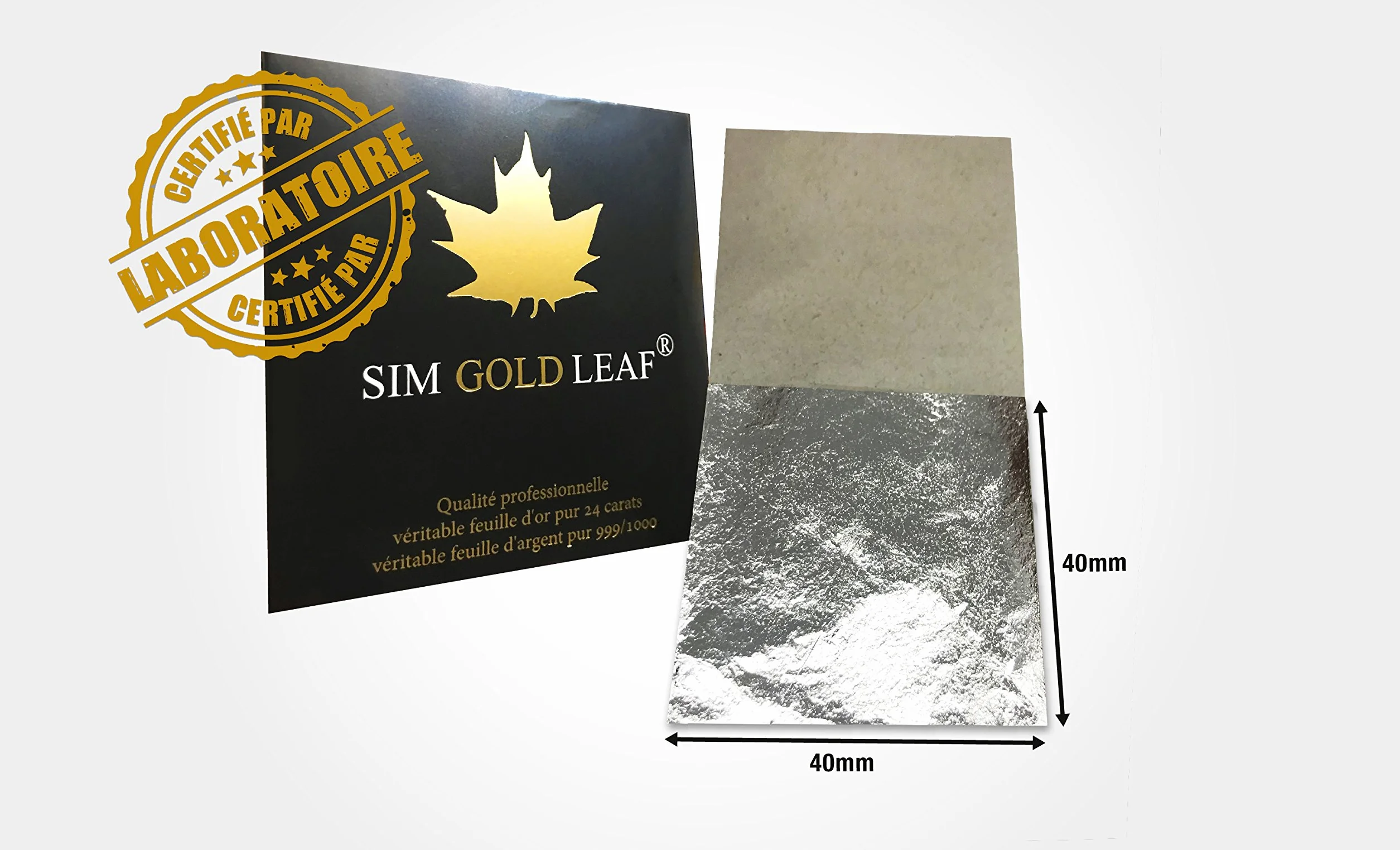 Confezione da 50 Fogli Argento Alimentare, 40 X 40 mm, 100% commestibile