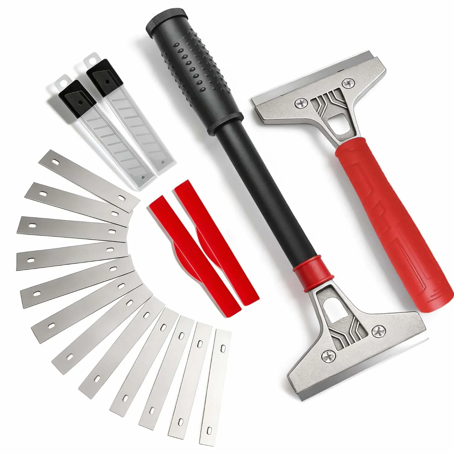 Set 2 Raschietti per Carta da Parati con 22 Lame SK5 (10 cm), Raschietto per Pareti, Vernice, Adesivi, Stucco, Colla Piastrelle e Pavimenti, Impugnatura Antiscivolo