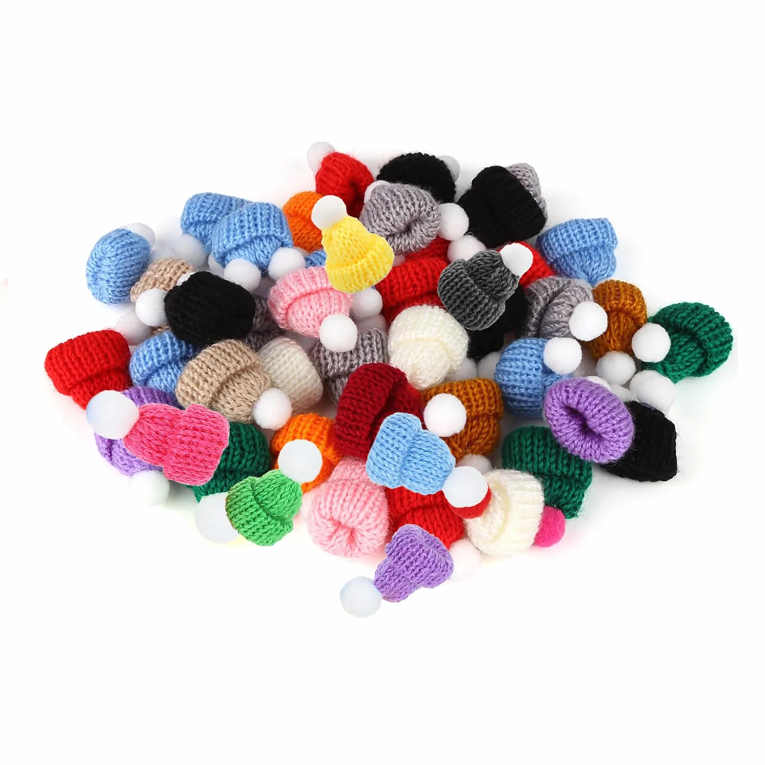 Shirene Mini Cappelli a Maglia,50 Pezzi Mini Cappelli di Lana per Bambole,Mini Cappelli di Natale,Cappelli Decorativi per la Tavola di Natale per Fai da Te,Artigianato,Decorazioni Natalizie