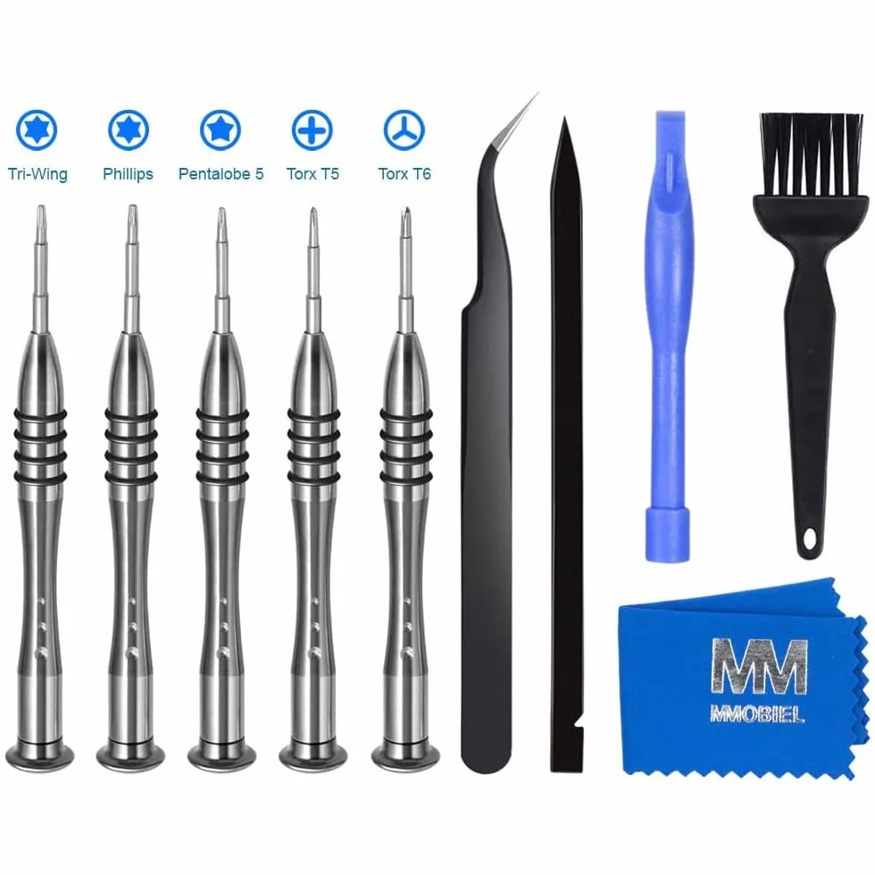 MMOBIEL Kit di cacciaviti professionali 10 in 1 per riparazione MacBook Pro/Air con Retina Tri Wing Phillips Pentalobe 5 Torx T5/T6