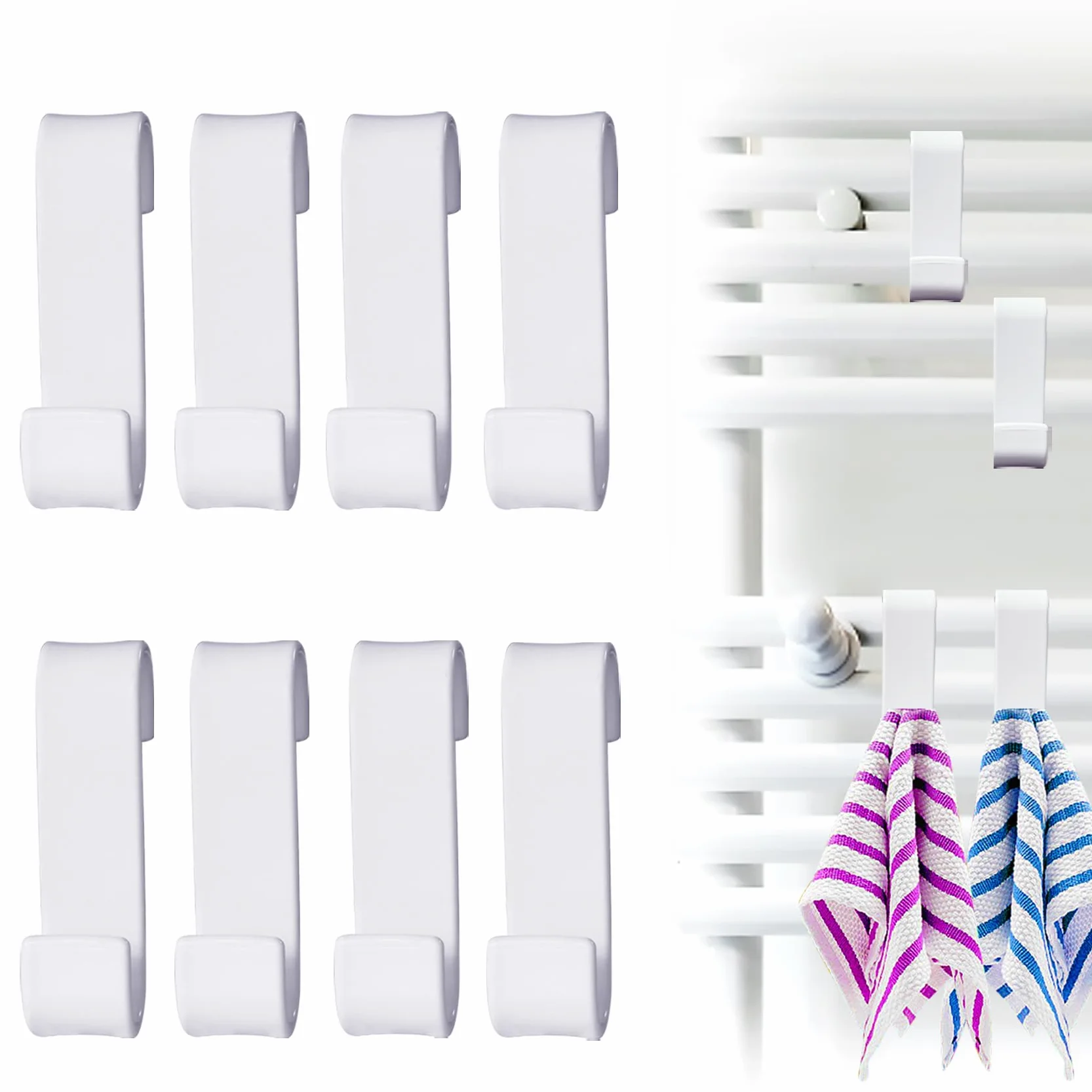 Ganci Termoarredo 8 Pezzi in Plastica per Radiatore e Scaldasalviette Bianco