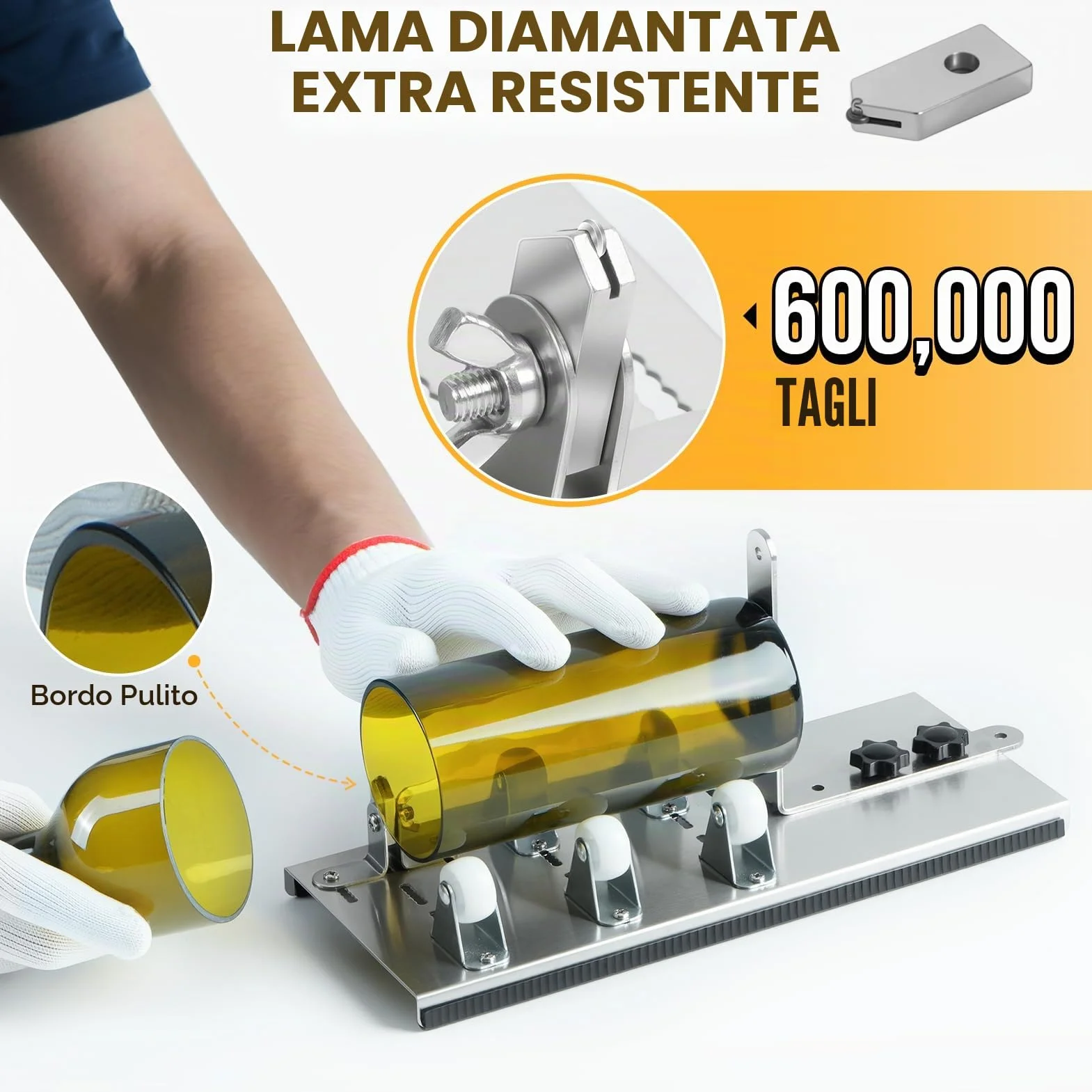 Tagliavetro Bottiglie Professionale, Taglierina per Bottiglia di Vetro di Vino Birra, Diamante Taglierino Vetro Bottiglia Acciaio inossidabile Strezzo DIY Cutter Fai da Te DIY