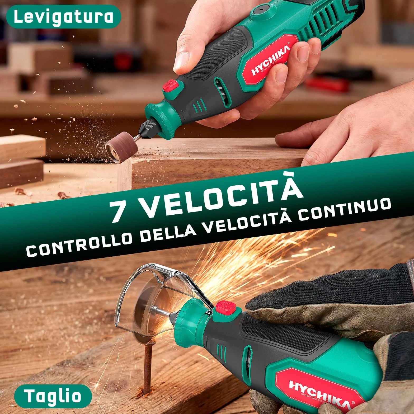 HYCHIKA Utensile Rotante 150W 7 Velocità 10000-33000 giri/min 167 Accessori