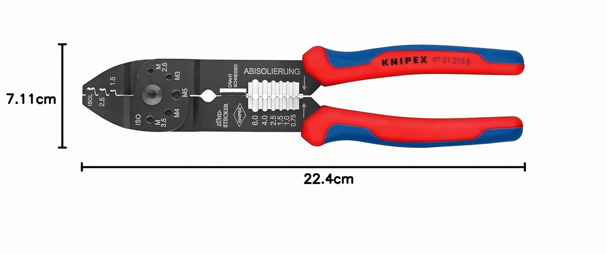 KNIPEX Pinza per capicorda verniciata nera con impugnature multicomponente 230 mm, 97 21 215 B