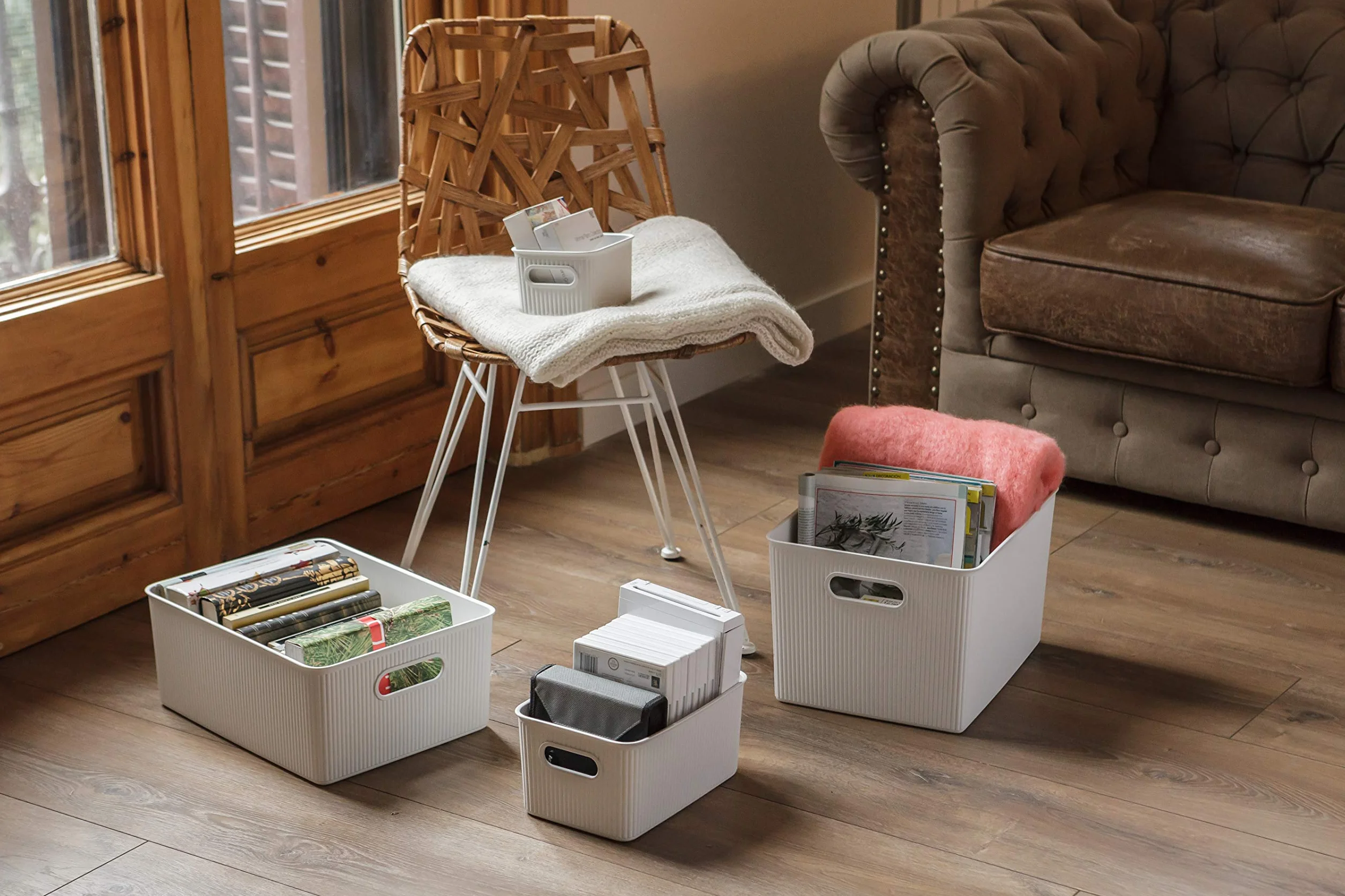 TATAY Cestino Portaoggetti Plastica 22 L Baobab Scatola Organizzatrice Manici Integrati Plastica Riciclata Senza BPA 29,4 x 38,5 x 23 cm Bianco