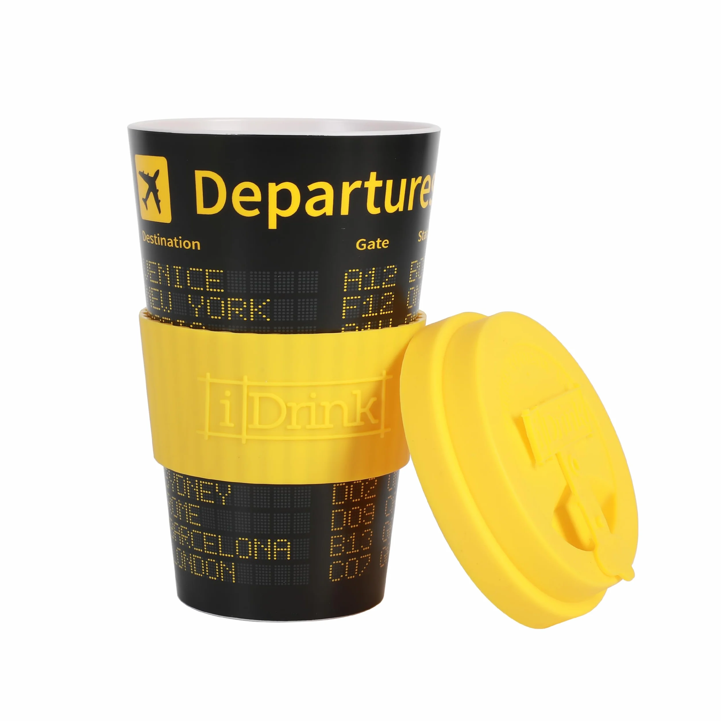 Tazza in RPET per Caffé 435 ml con Tappo in Silicone Apribile, Mug Takeaway Plastica Riciclata 8.7 x 8.7 x 15 cm