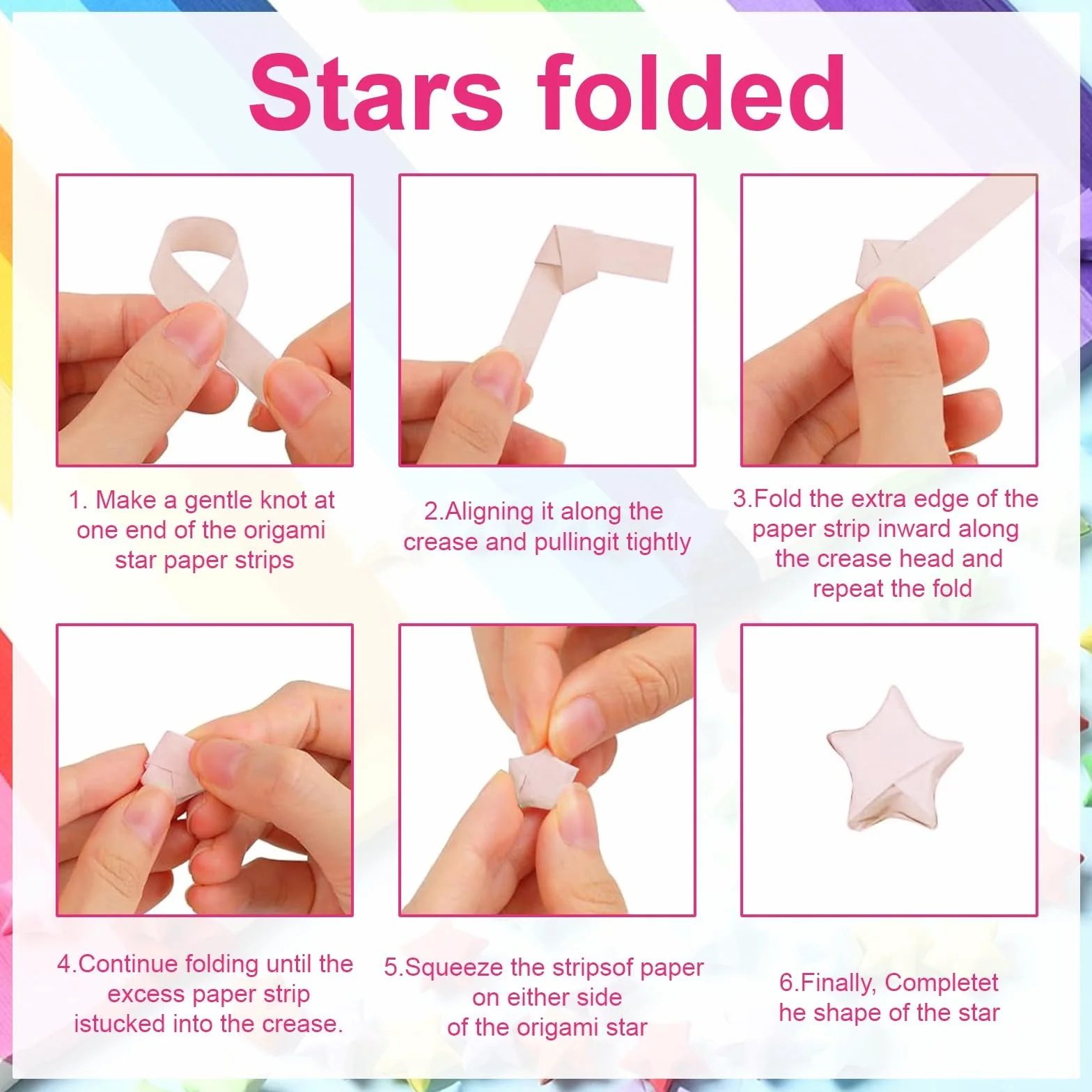 1080 Pezzi Stelle di Carta Origami Colori Vivaci Strisce di Carta Stelle Artigianali Fronte-retro per Progetti di Artigianato Artistico Fai-da-te Bambini Adulti ideale per progetti scolastici
