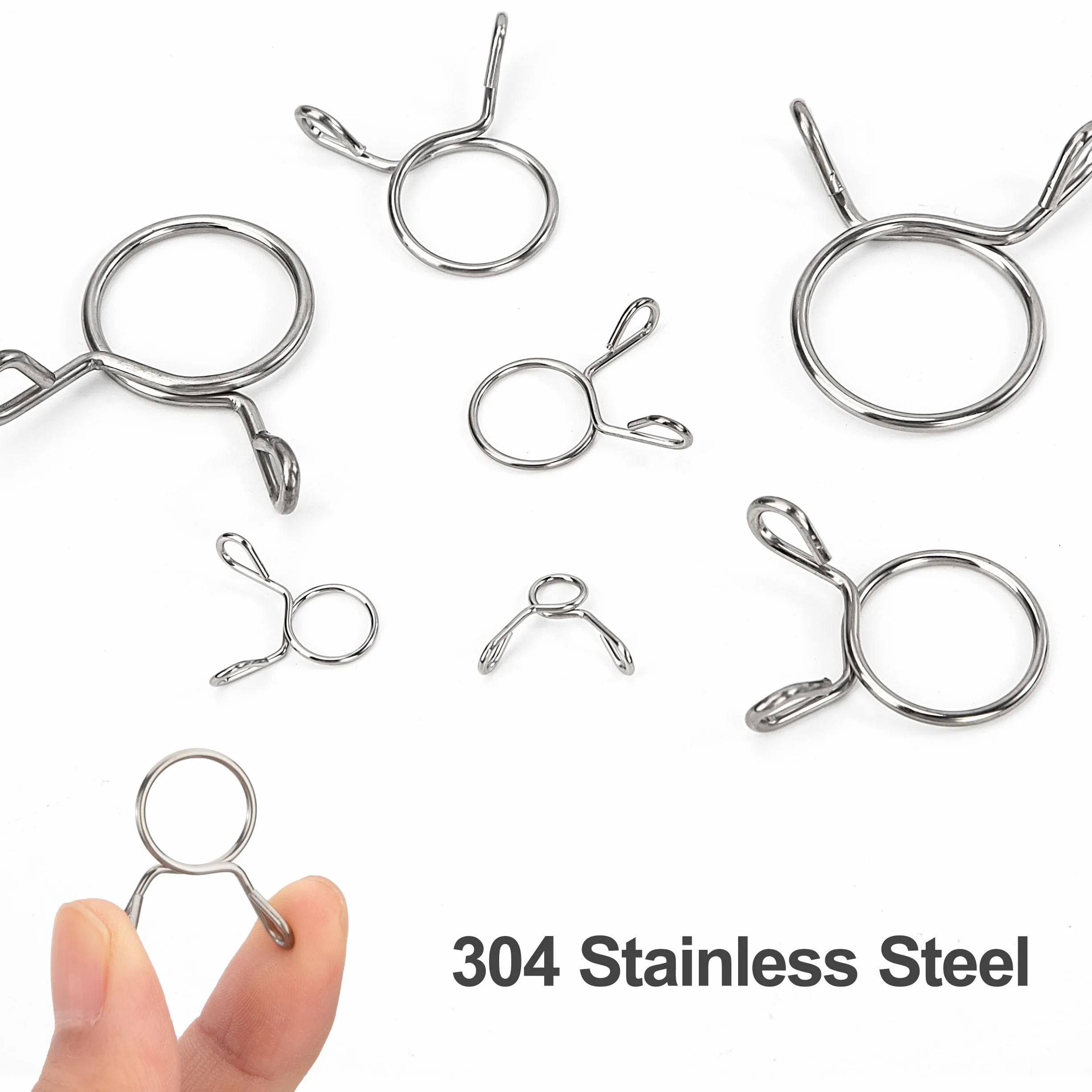 Fascetta Stringitubo a Doppia Molla 6mm Carburante Morsetto a Molla Acciaio Inossidabile 304 Morsetti Clip per Tubo Flessibile Auto Moto 20 Pezzi