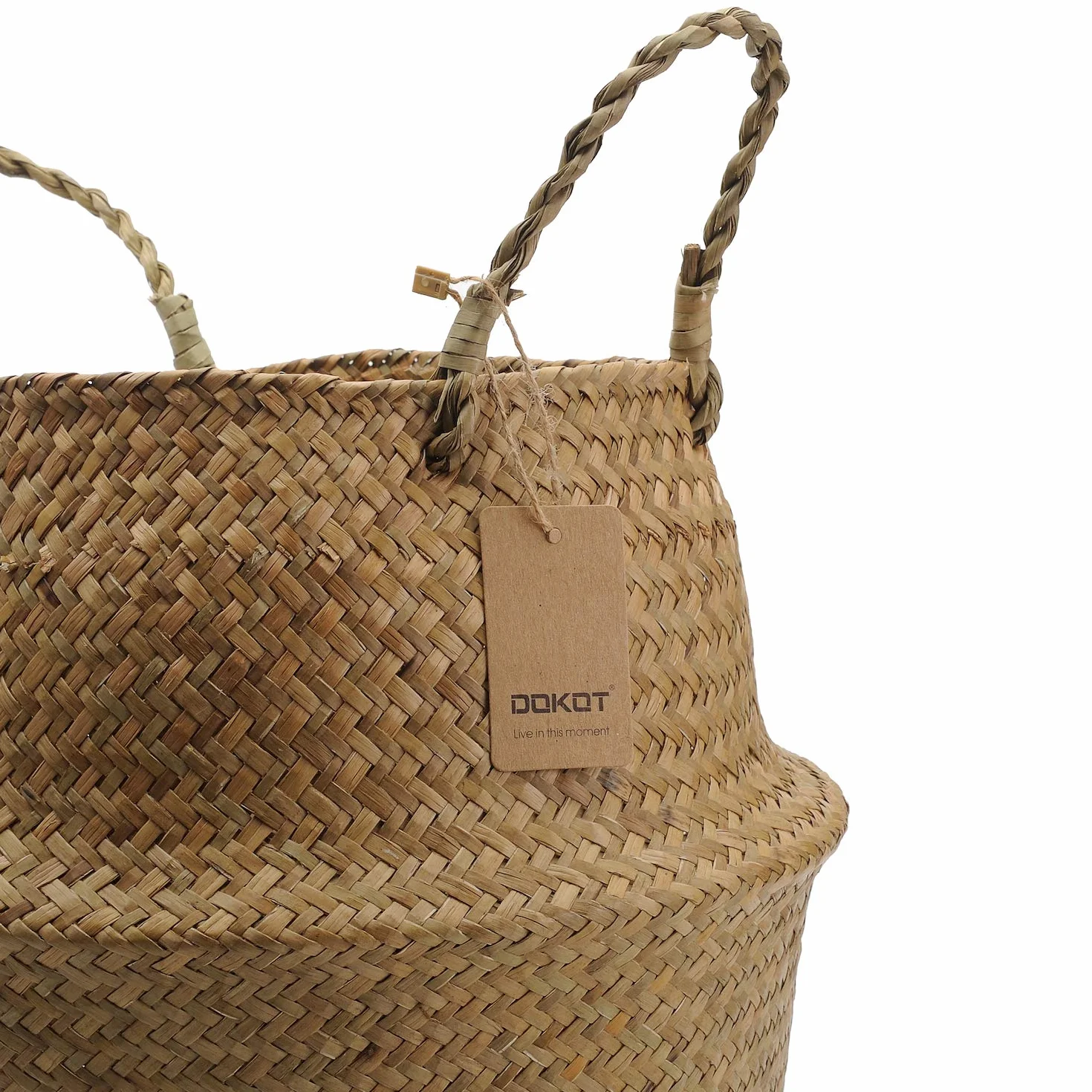 DOKOT Naturale Cesto Seagrass Cesta in Vimini con Manici Cesta Portabiancheria per cameretta per Biancheria da Lavare Piante e Fiori Cannuccia di Grandi Dimensioni