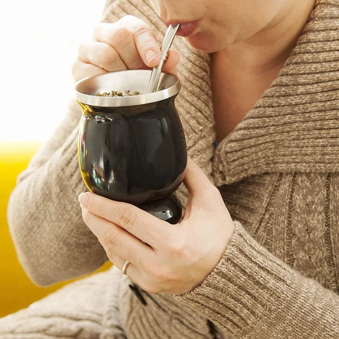 Tazze da tè Yerba Mate in acciaio inox 230 ml a doppia parete senza BPA nero
