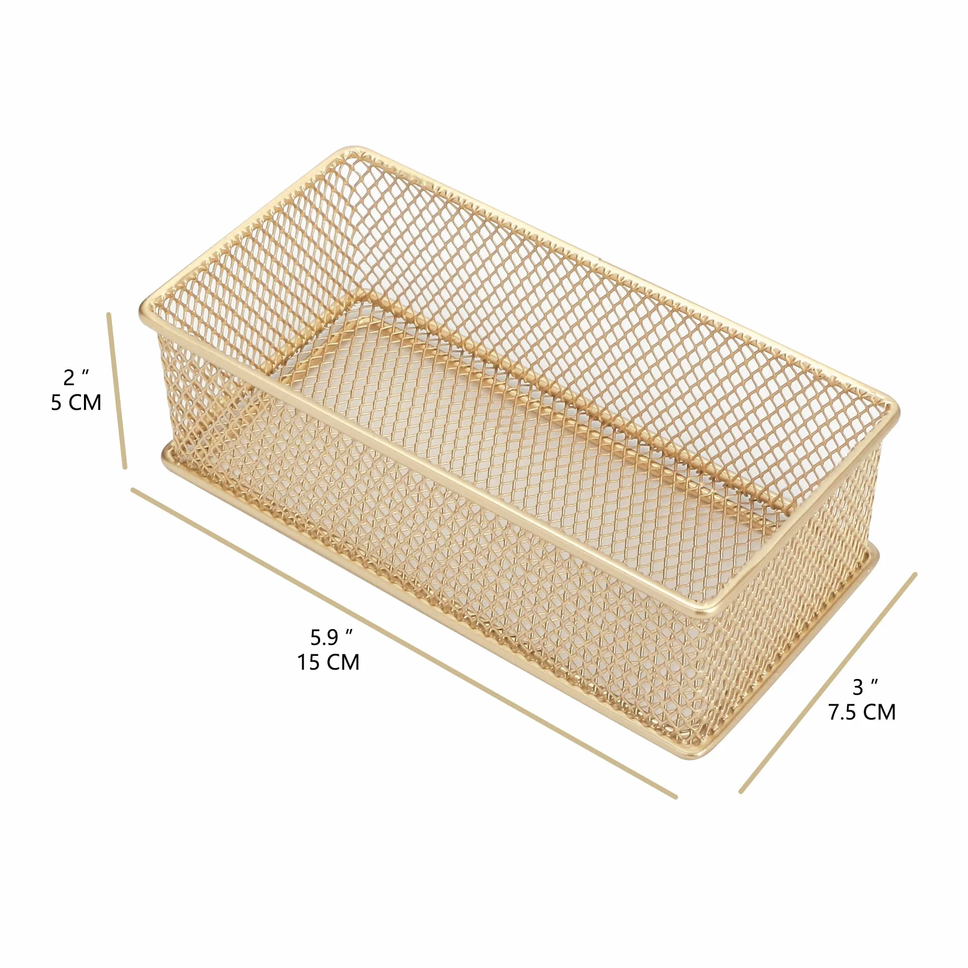Annova Set 2 Cestini Portaoggetti Rete Cassetti Mensole Oro 15x7.5x5cm