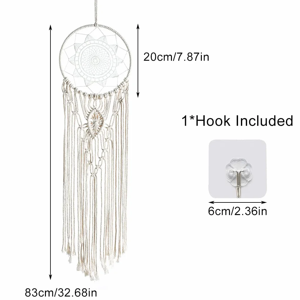 Acchiappasogni Macrame Tessuto Appeso a Parete Bohémien Wall Decor fatto a Mano Grande Dream Catcher Ornamento Regalo Artigianale