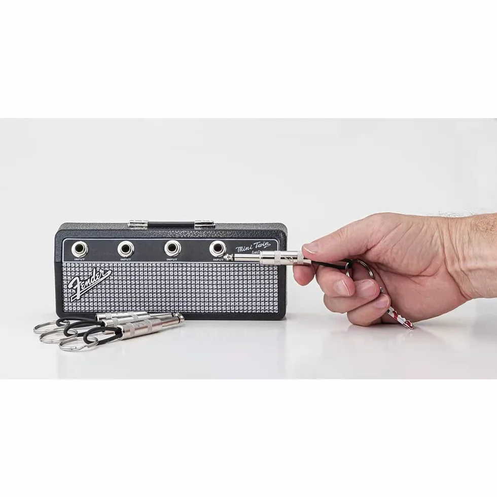 Portachiavi da Parete Retrò con 4 Spine per Chitarra, Nero
