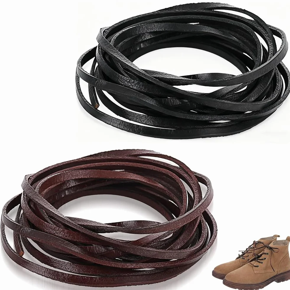 2 Cordoncino in Pelle 6m x 3mm, Corda in Cuoio per Braccialetti, Collane, Gioielli Fai da Te, Artigianato, Stile Vintage, Creazioni Manuali e Accessori Handmade (Nero e Marrone)