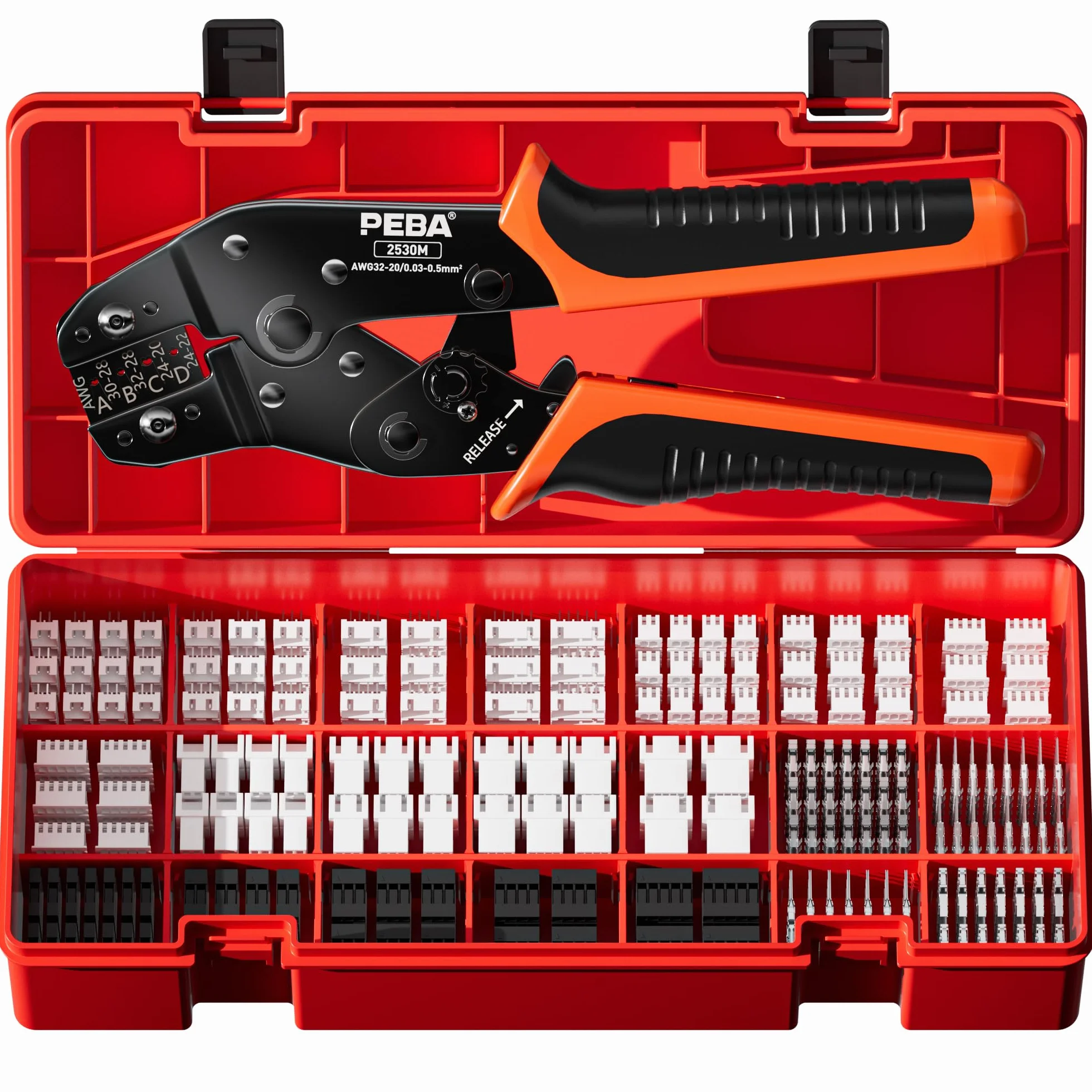 PEBA Set di Pinze Crimpatrici per D upont 2,54 mm Connettori/JST-XH 2,5mm Connettori, Pinza Crimpatrice 0,03-0,5 mm² per D upont 2.54mm,JST-XH/SM/SYP/PH/VH 3,96 mm Connettori, Molex, AMP EI, ecc.