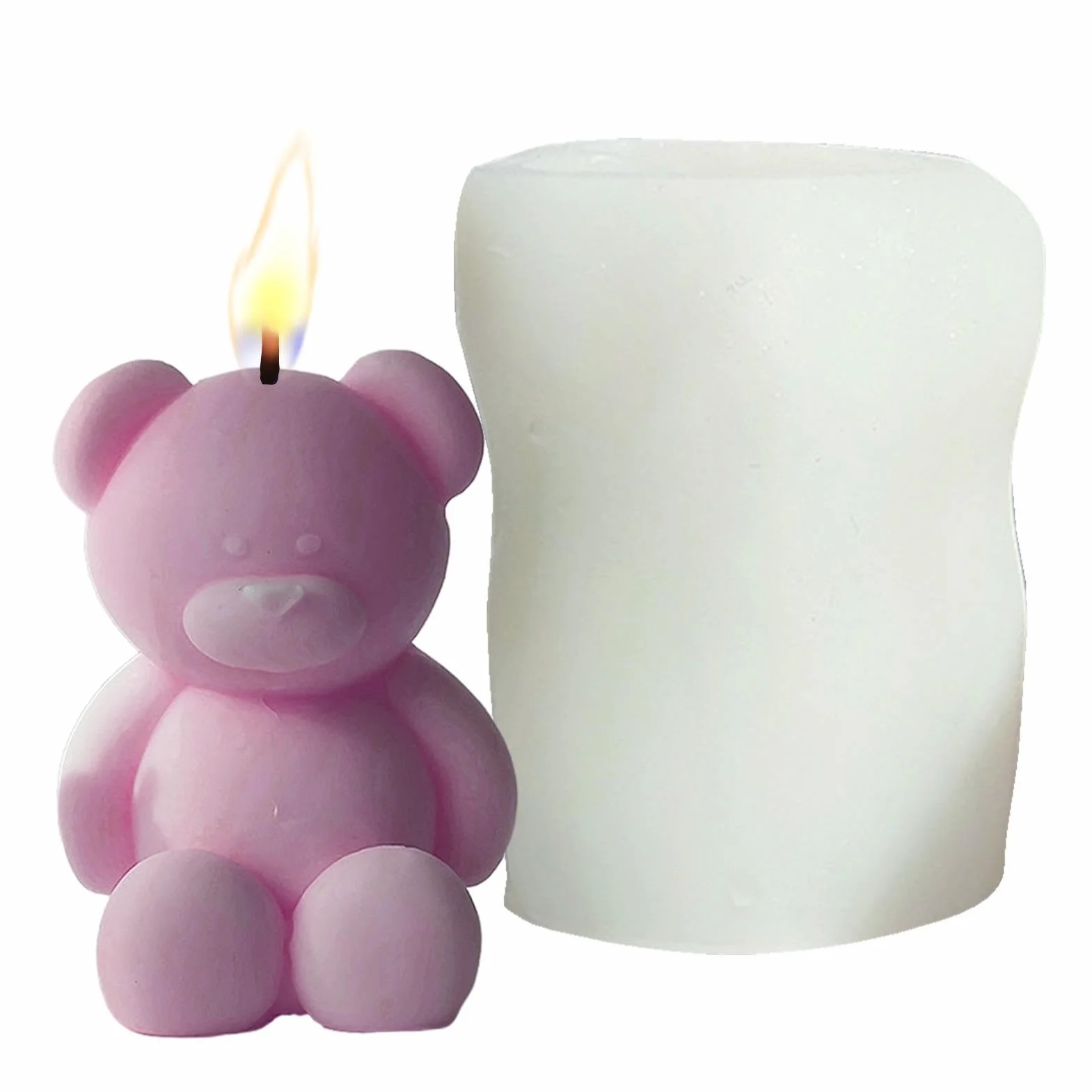 Stampo per candela a forma di orsacchiotto, in silicone, per candele profumate, sapone, resina