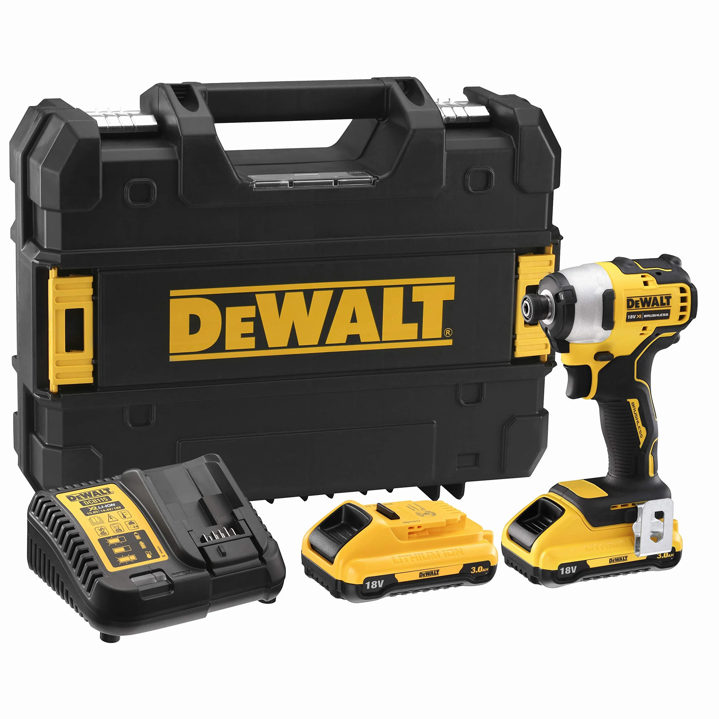 DEWALT DCF809L2T-QW - Avvitatore a impulsi XR 18V 1/4" 190Nm senza spazzole con 2 batterie agli ioni di litio da 3,0Ah con custodia TSTAK