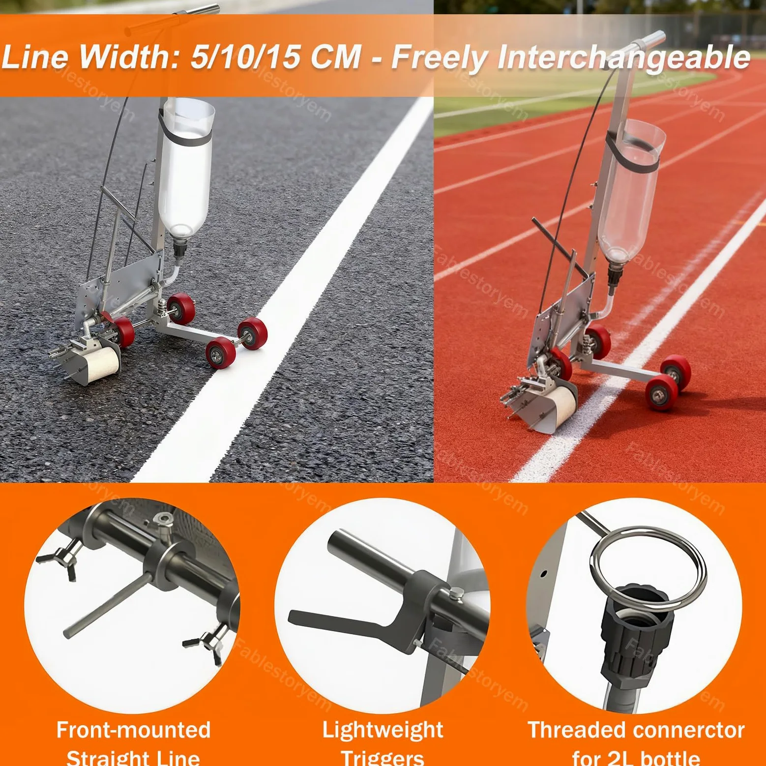 Macchina per la Segnaletica Stradale di Tipo, Applicatore per Linee di Parcheggio con Strumento Cerchi Larghezza 5-15cm, Altezza Regolabile, Macchina per la Verniciatura di Strisce Stradali