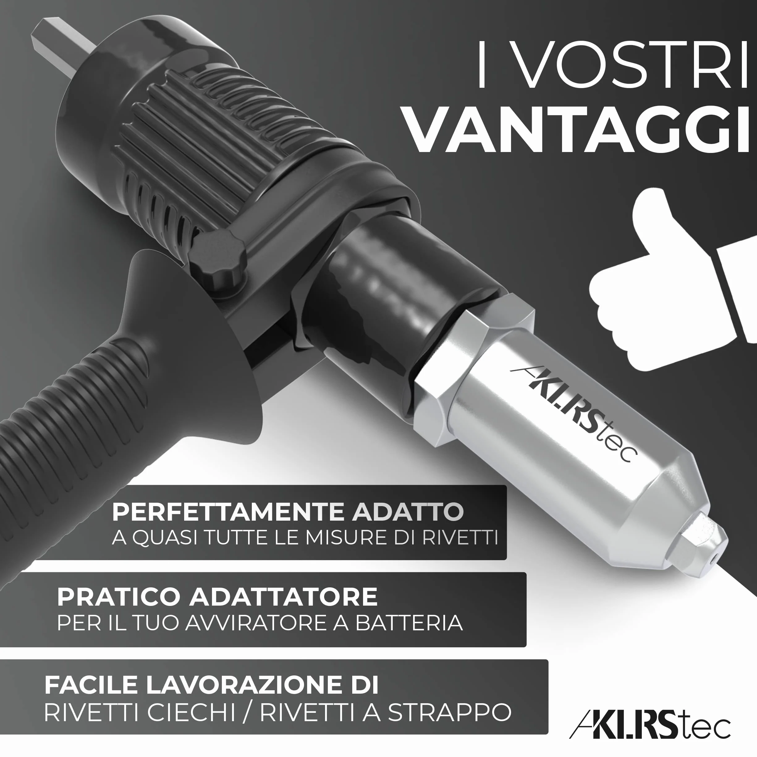 KLRStec® Adattatore per rivetti ciechi per pinze di rivettatura - Accessorio per avvitatori e trapani a batteria