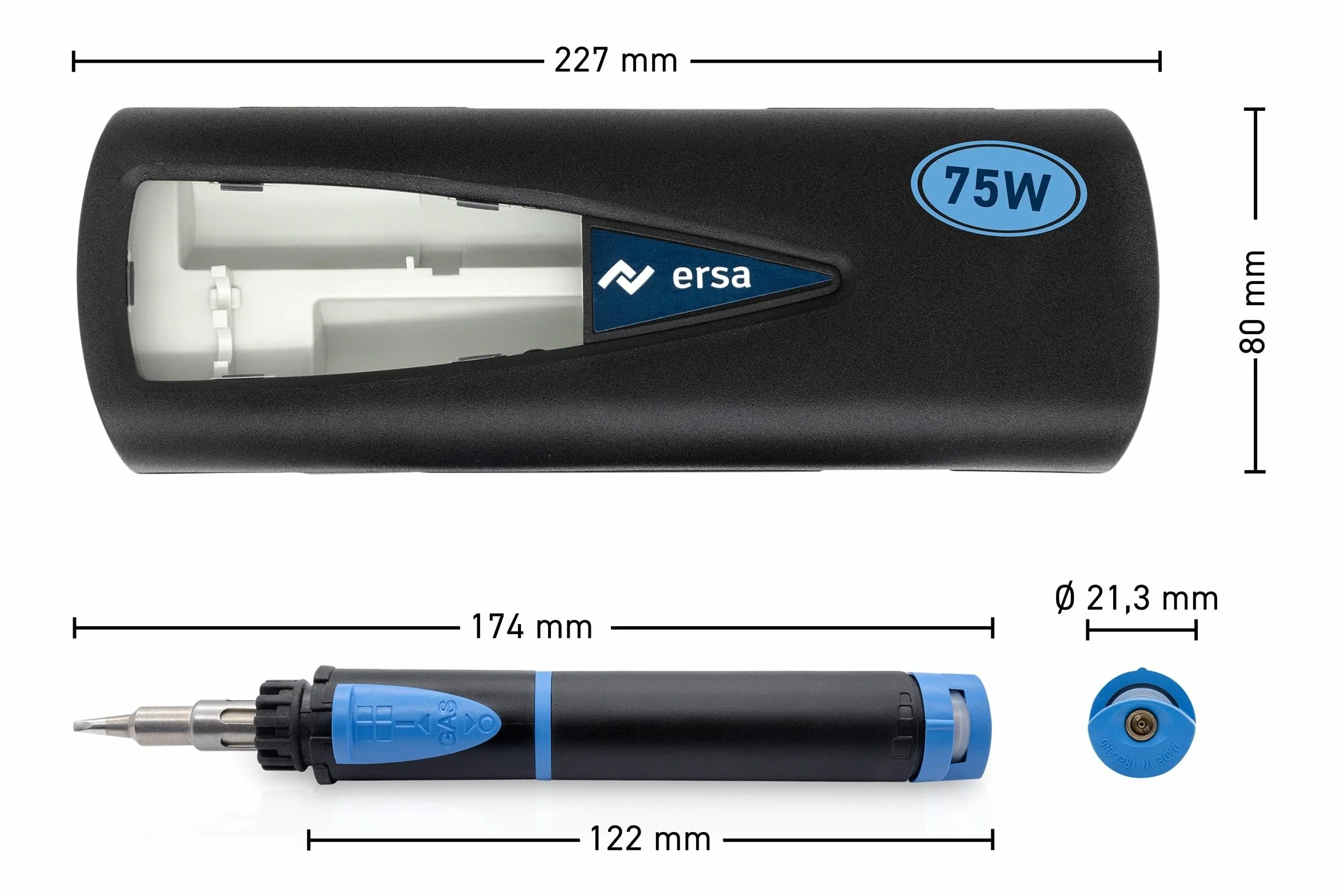 Ersa, OG074000, Set per saldatura a gas 75 15-75W con accensione piezoelettrica