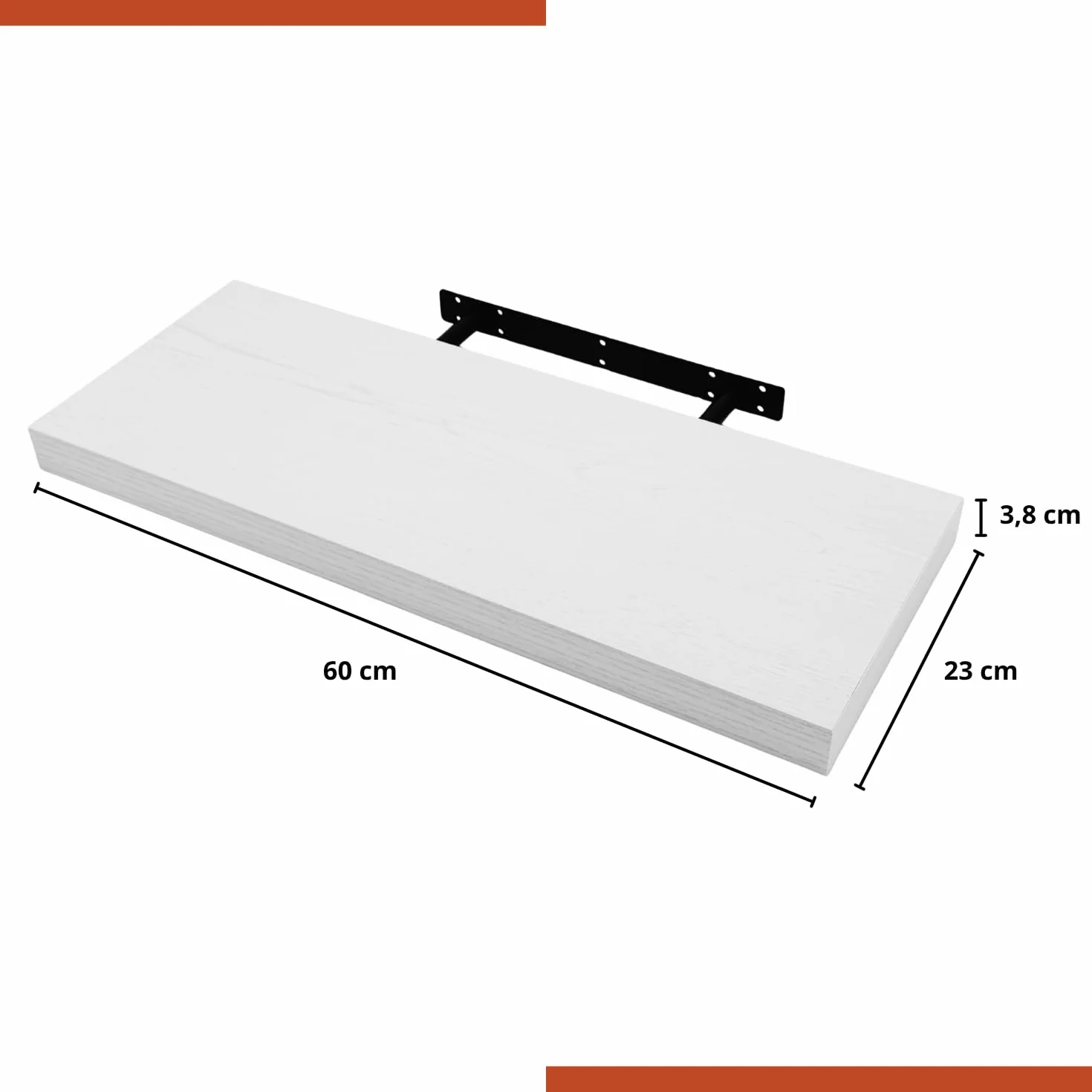 eacommerce Mensola Sospesa da Muro in Legno MDF con Staffa a Scomparsa | Scaffale Parete Design Moderno, Supporto Invisibile, Mensola Cucina Bagno Soggiorno (Bianco Nordico, 60x23x3,8 cm)