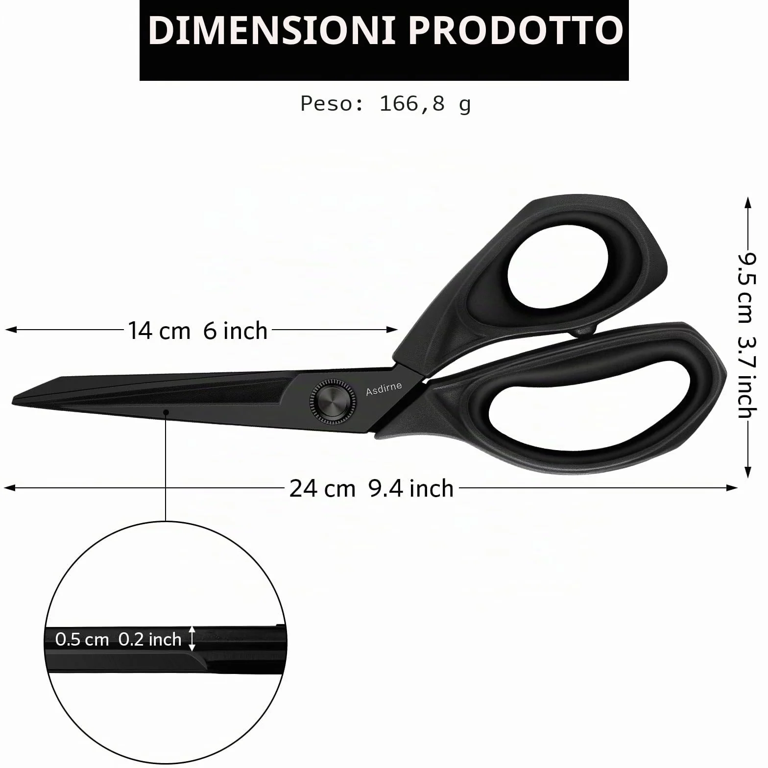 Forbici in tessuto titanio nero 25 cm forbici artigianato lame resistenti rivestimento titanio manici comodi