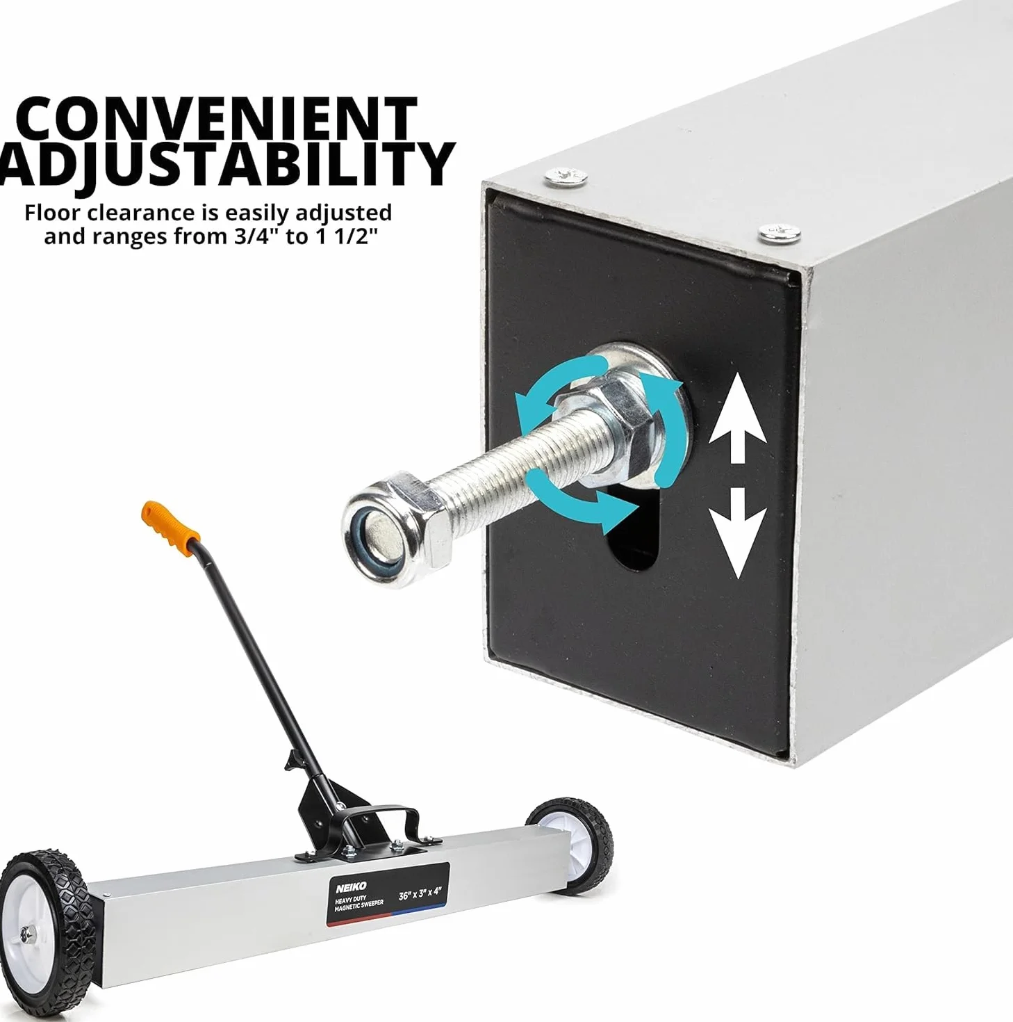Neiko® Heavy Duty 61 cm Magnetic Sweeper metal pickup Tool con sgancio rapido regolabile in altezza, 53418A
