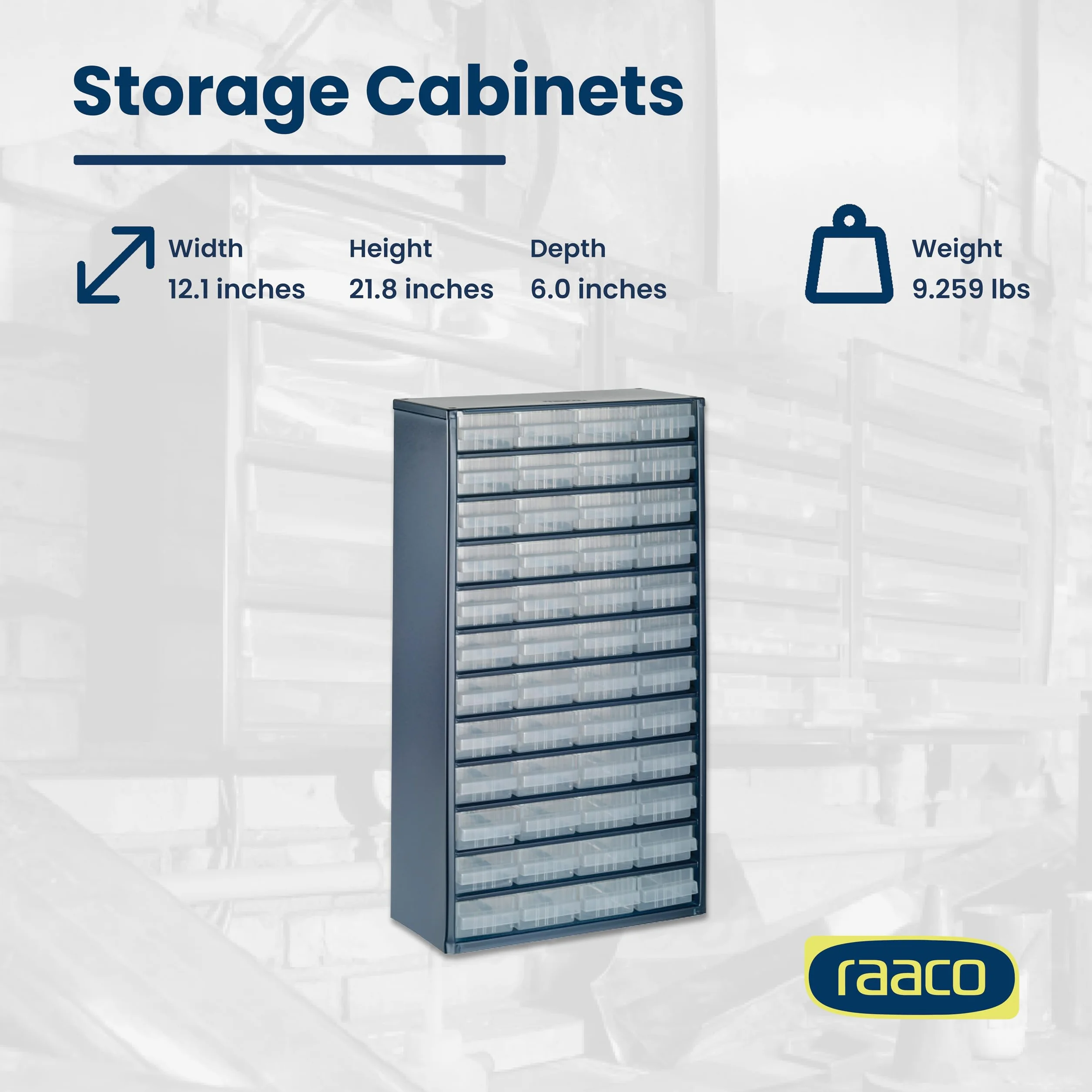 Raaco Cassettiera Porta Minuteria C12-48 48 Cassetti Trasparenti 39.6 kg Acciaio Organizer Officina