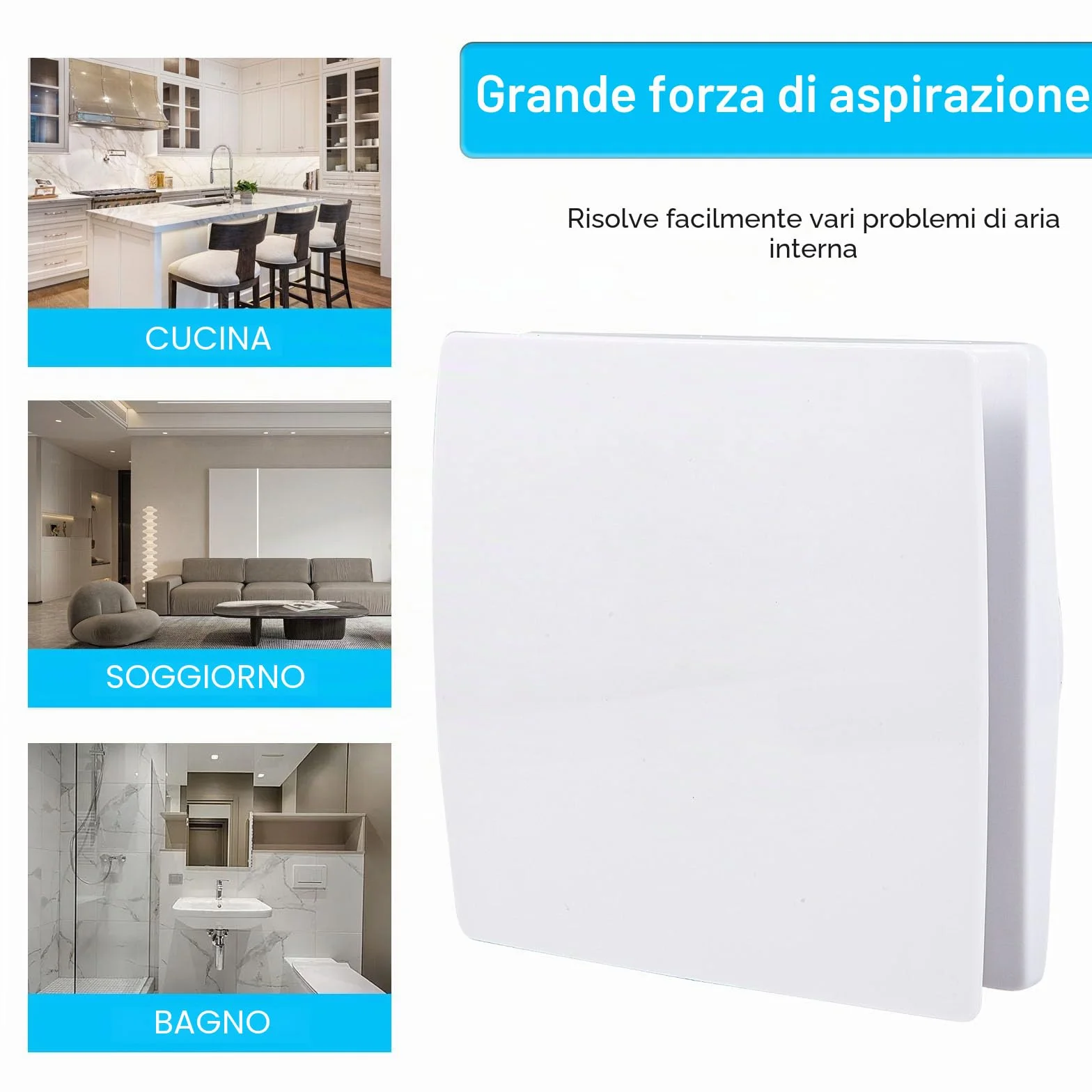 Aygrochy Ventola Aspirazione 100mm con sensore di umidità e timer, Estrattore Aria Silenzioso per Bagno e Cucina