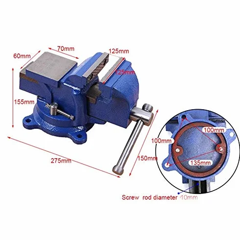 KATSU Morsa da Banco 5" 125mm 5,2kg, Heavy Duty 360 Gradi Base Girevole Tornio Fresatrice Tavolo Morsetto da Banco per Meccanici e Ingegneri 402351