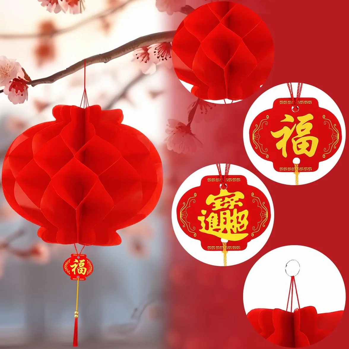 Lanterne Cinesi 20/25CM 20 Pezzi, Rosse Pieghevoli Impermeabili Decorazioni Capodanno Cinese