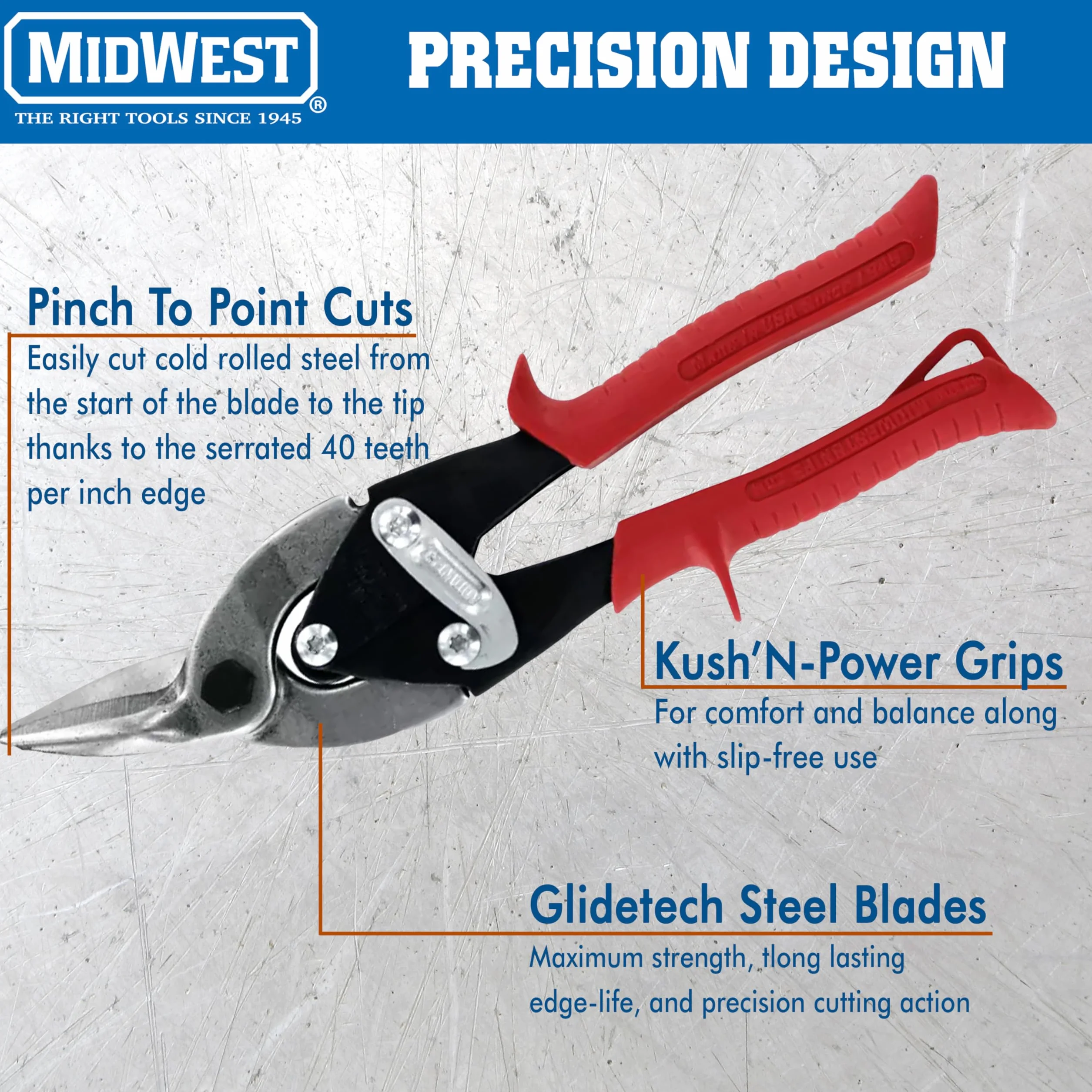 Midwest Tool and Cutlery mwt-6716r Midwest Snips lama forgiata Right Cut Aviation Snips, MW-P6716C