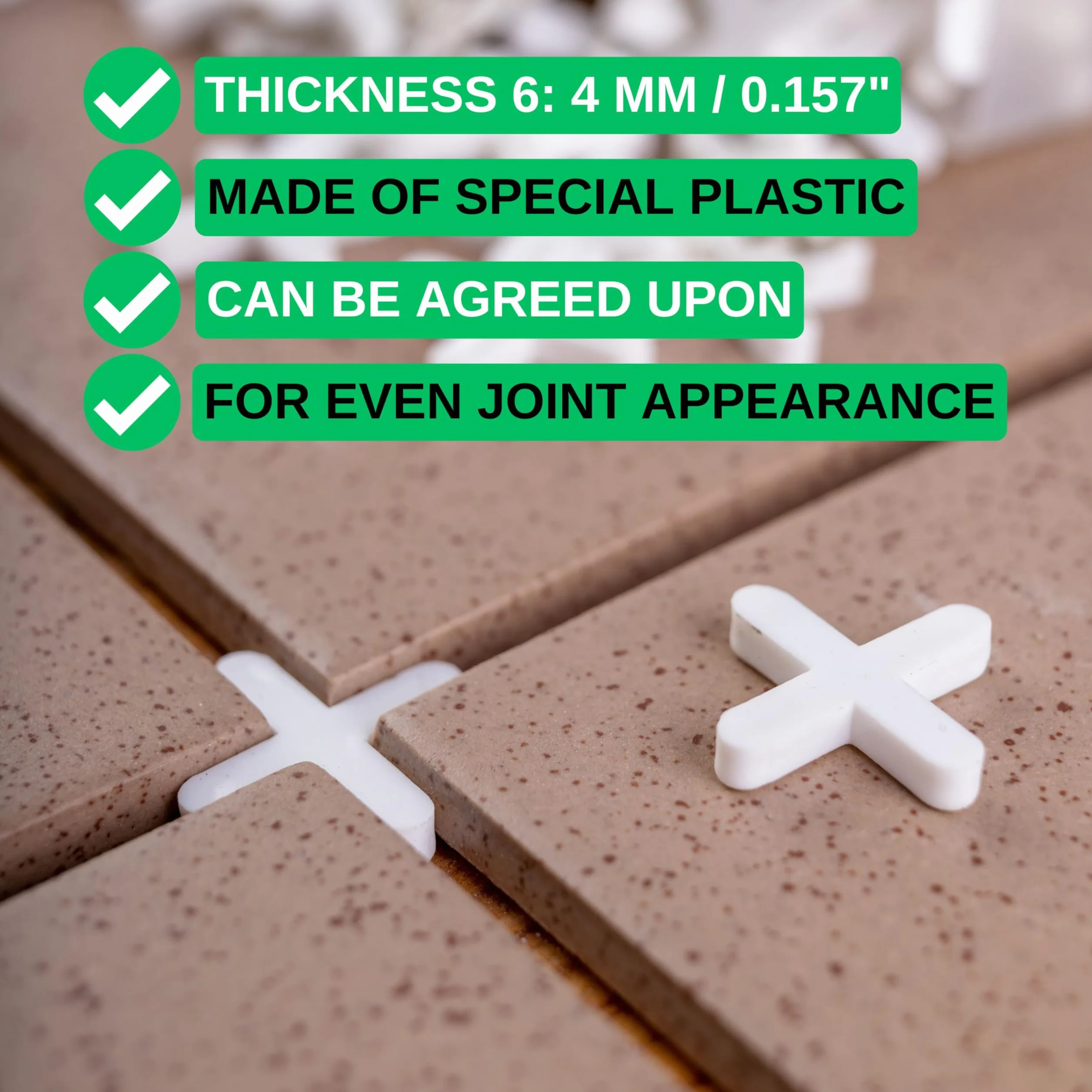 Crocette per piastrelle, spessore 4 mm, 1000 pz, Giunti a croce per una spaziatura uniforme durante la piastrellatura, Distanziatori per stuccatura piastrelle, Giunti distanziatori a croce plastica