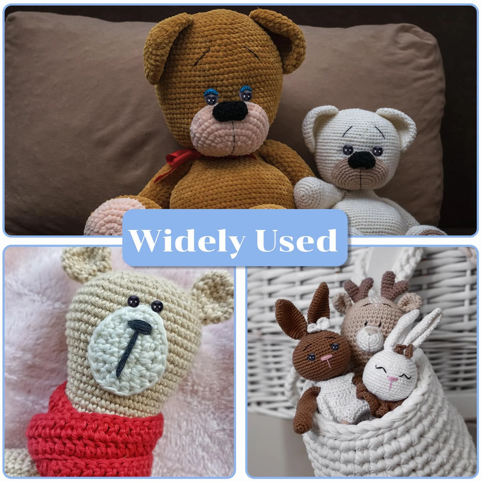 600 occhi di sicurezza da 5 mm per amigurumi, occhi e rondelle di sicurezza in plastica nera, occhi di sicurezza per amigurumi, occhi all'uncinetto per animali di peluche