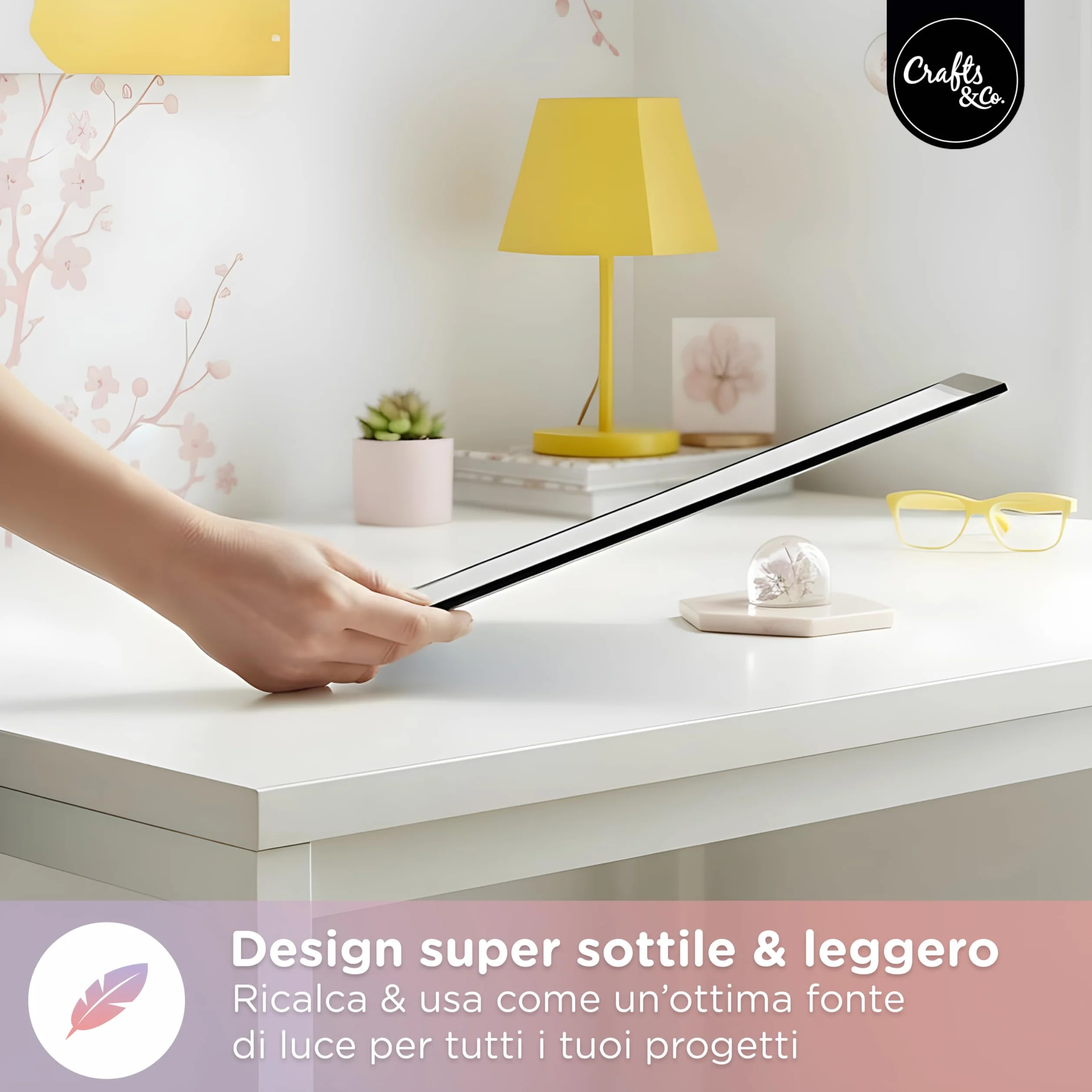 Crafts&Co® Tavola Luminosa | Lightbox Dimmerabile | Accessori Diamond Painting | Pannello LED con USB | Lightpad 470x345 mm | Tavola Luminosa, Pannello da Disegno Illuminato, Pad LED