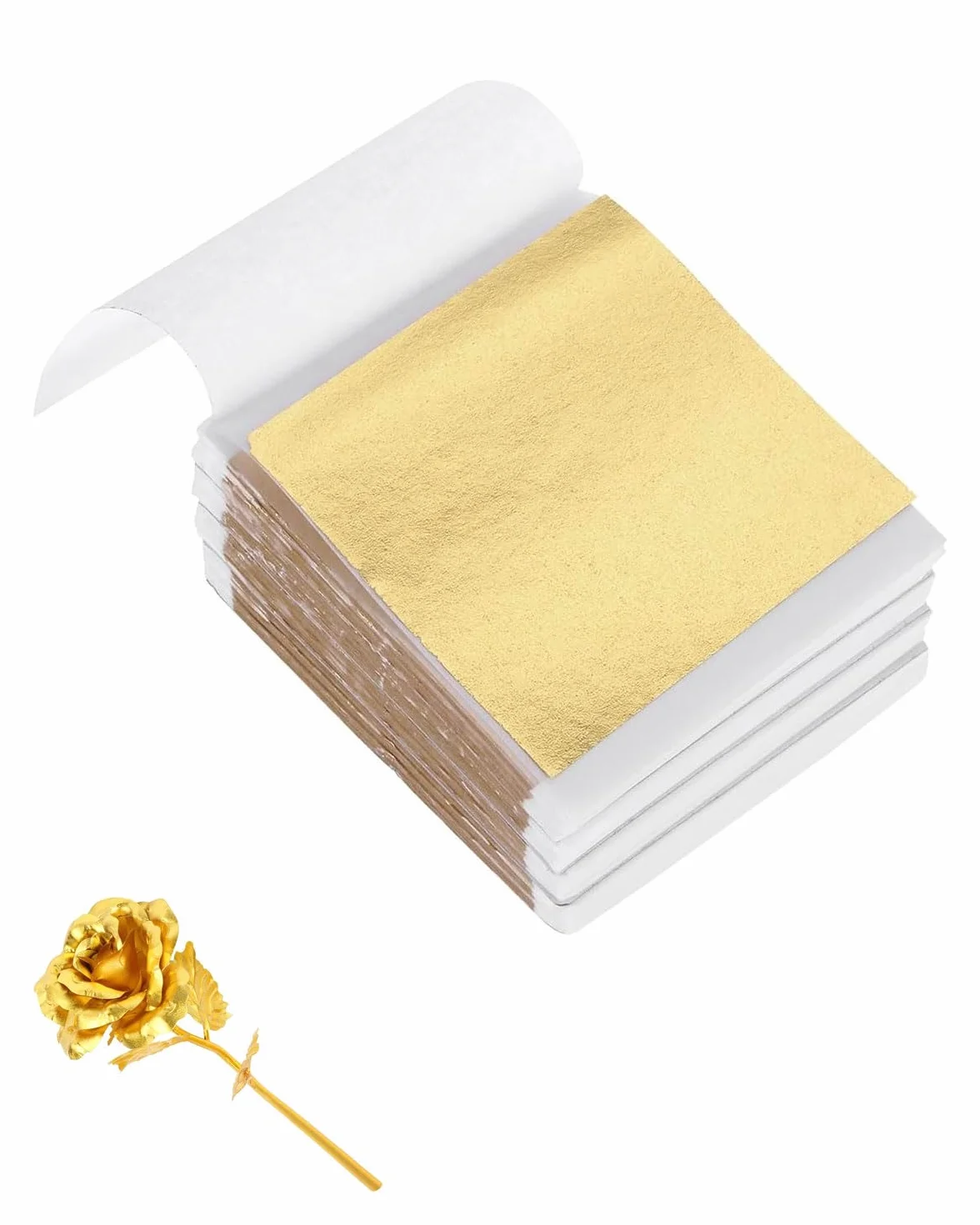 DAFNE 200 fogli di foglia d'oro, foglia d'oro artigianale, carta foglia d'or, adesivo, con pittura acrilica, artigianale, lamina d'oro artigianale, fai da te