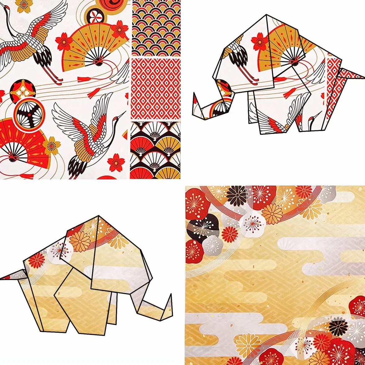 Carta per origami - 50 fogli di carta giapponese con motivi diversi 15 x 15 cm a doppia faccia per progetti artistici e artigianali fai da te