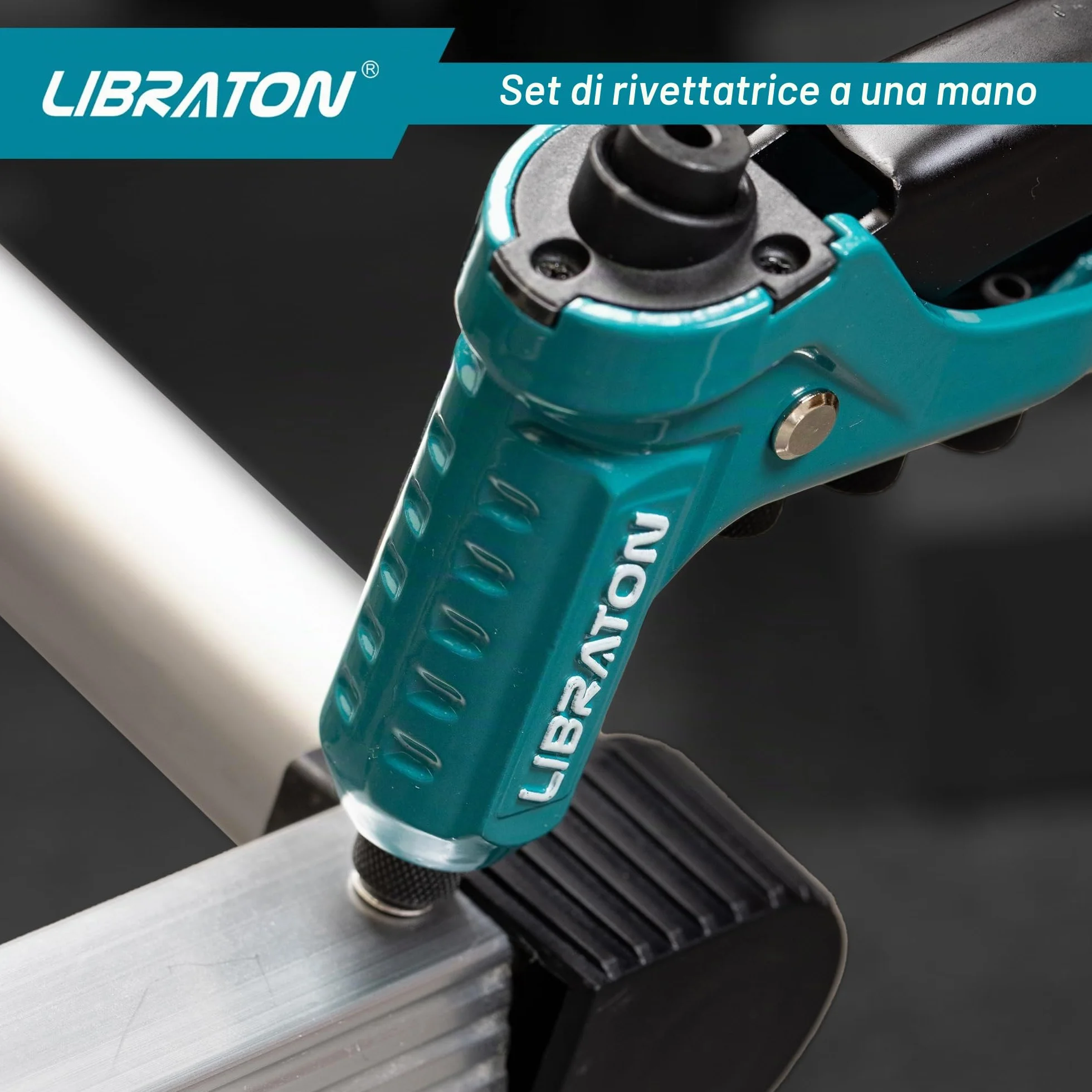 LIBRATON Rivettatrice Manuale Professionale con 200 Rivetti in Alluminio 4 Punte 4 Teste 2,4-4,8mm