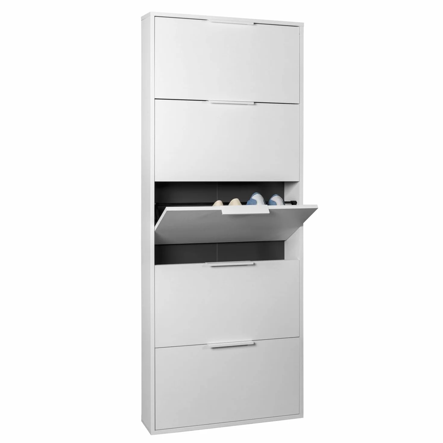 Composad | Scarpiera Slim della Linea ESPRESSO con 5 Ribalte, Scarpiera Salva spazio, per Ingresso, Ripostiglio, Portascarpe, (LxAxP) 65x173,5x15 cm, Colore Bianco, Made in Italy