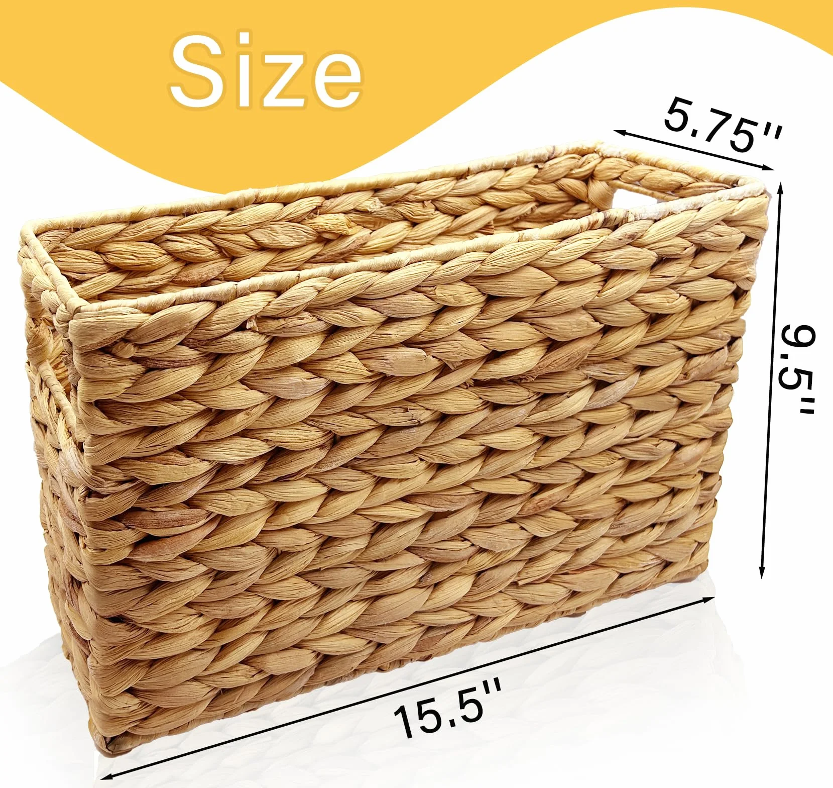 Nexboraque Portariviste intrecciato a mano, cestino in giacinto d'acqua naturale, cestino stretto 39,5 x 14,5 x 24 cm, cestino in vimini per riporre oggetti, bagno, ufficio, scrivania