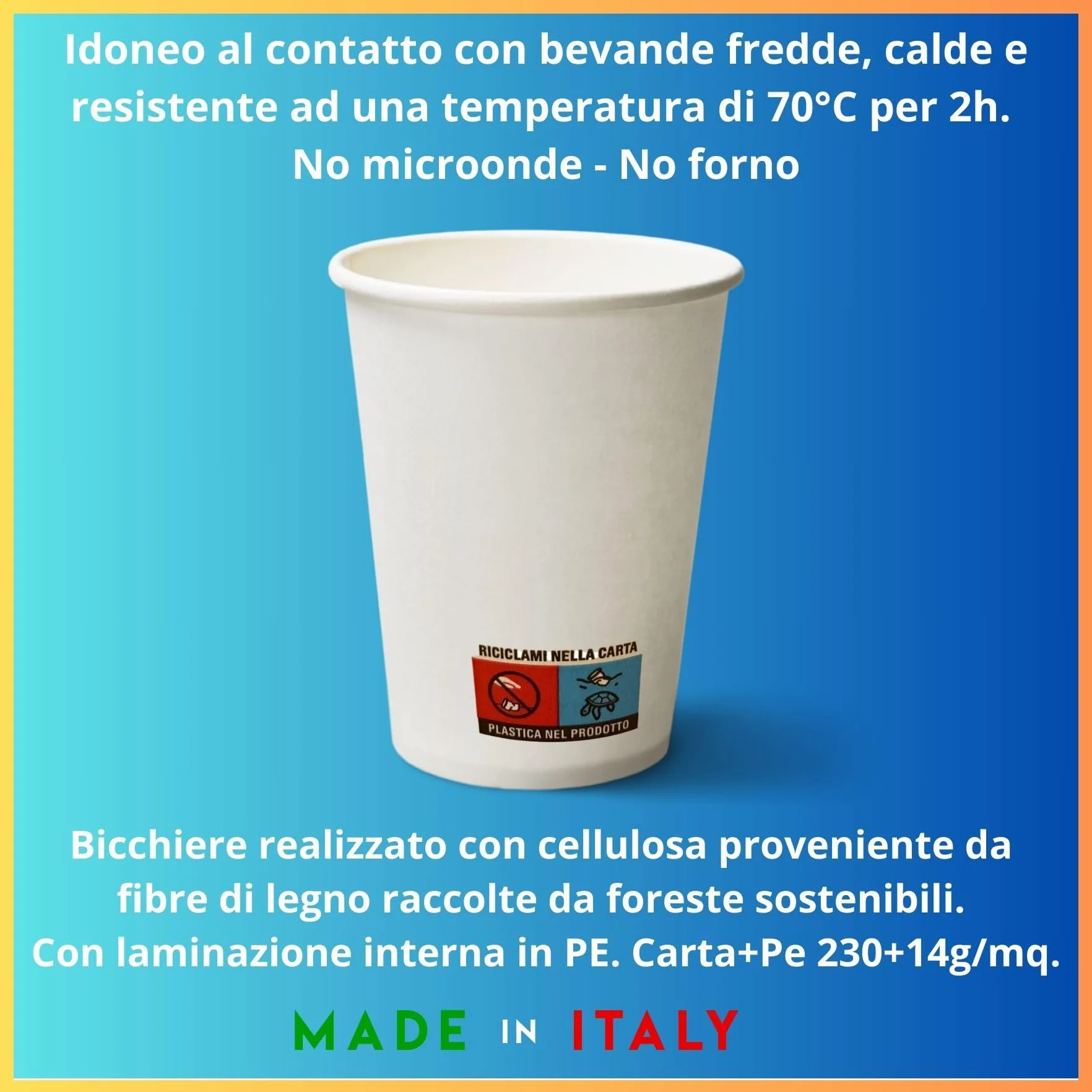 Easy8 Bicchieri Carta 200 ml, Bicchieri Usa e Getta, Biodegradabili, Grandi