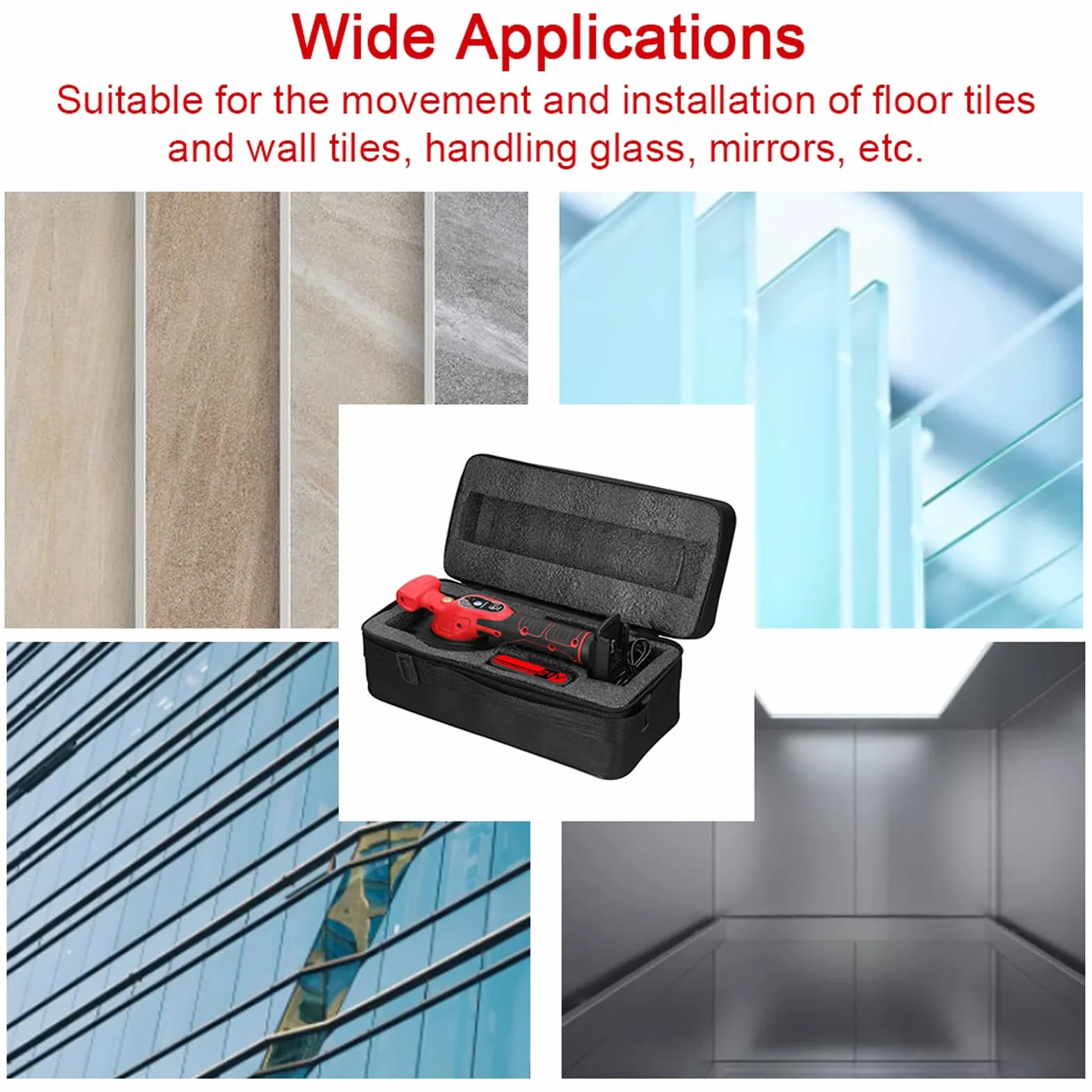 Piastrellatrice per Piastrelle da 21 V Elevata capacità di carico Piastrelle per Pavimenti da Parete Posa di Utensili vibranti Strumenti di utilità per la Decorazione della casa con Ventosa
