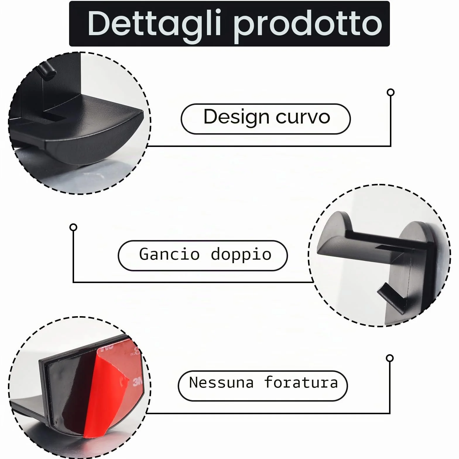 Vibbang 10 Pezzi Ganci per Cappelli Organizzatore Porta Cappelli a Parete Senza Perforazione Nero