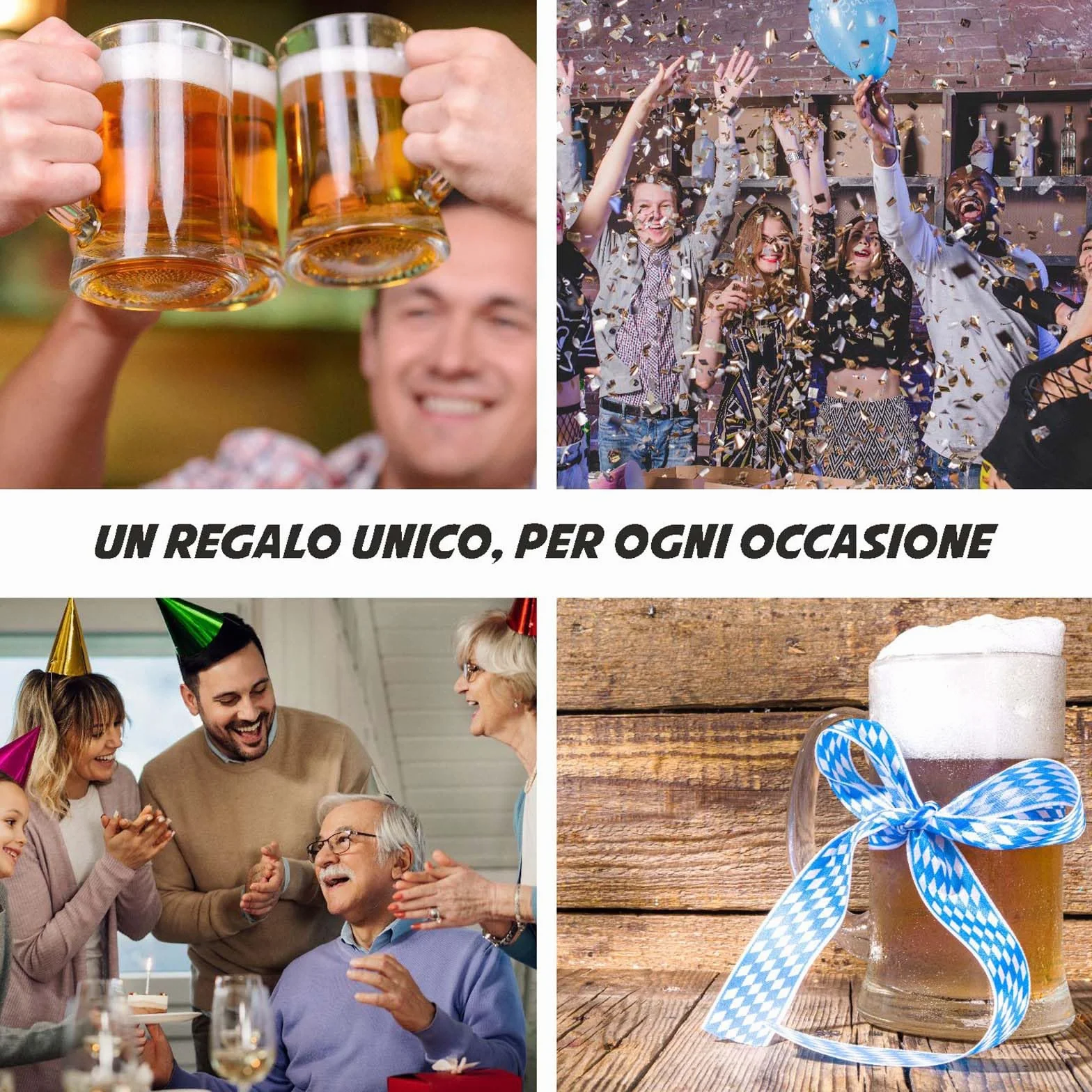 Boccale per Birra Personalizzato 520 ml H15,3 cm Ø9,3 cm Regalo Compleanno 40 50 anni