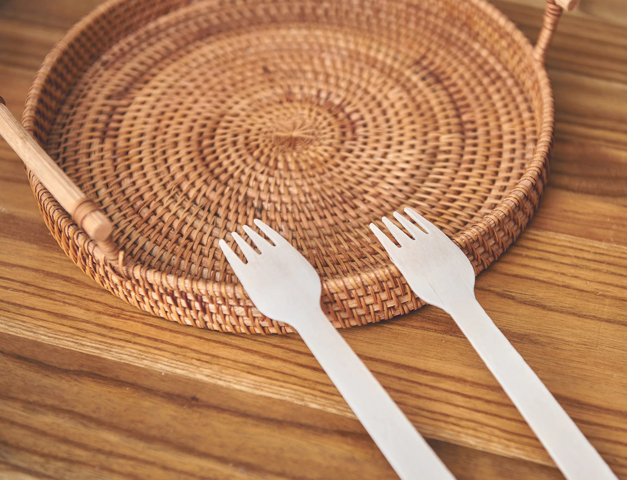 Posate in legno usa e getta 15 cm, 100 forchette ecologiche biodegradabili