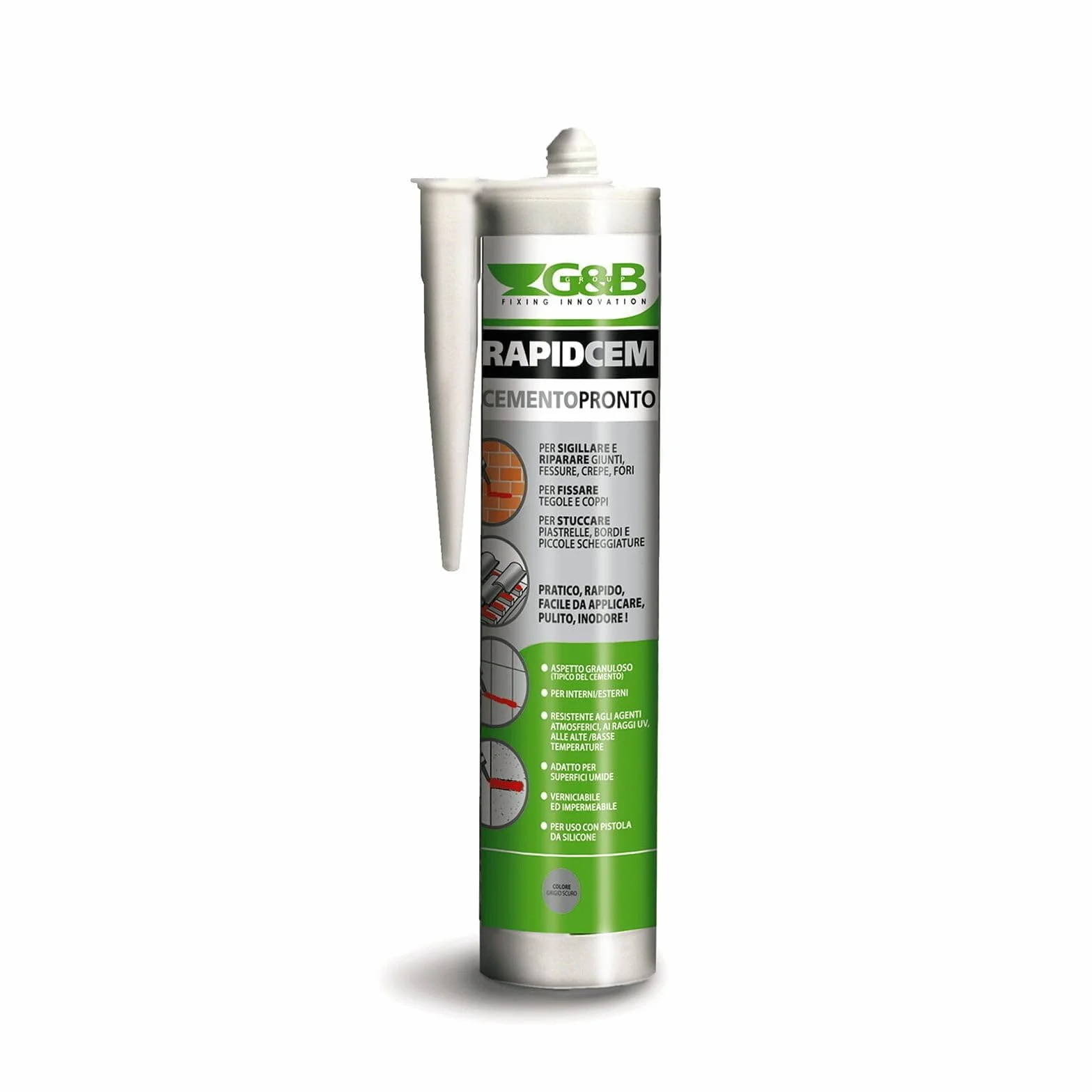 G&B Rapid Cem, Cemento rapido pronto all'uso, affidabile, pratico, veloce, cartuccia da 310 ml