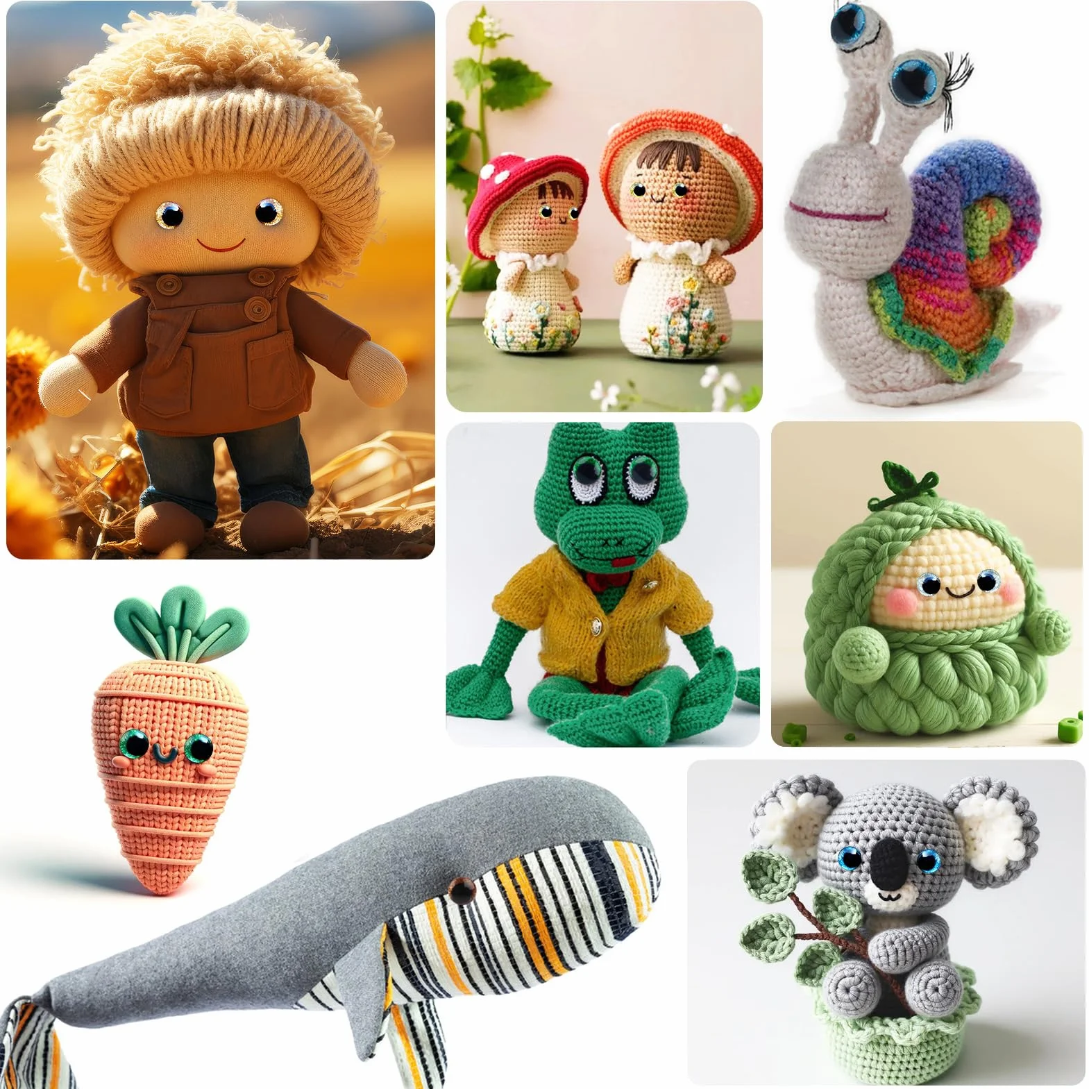 TOAOB 64 Pezzi Occhi di Sicurezza per Amigurumis 12 mm Colorati Glitter Occhi in Plastica con Rondelle per Bambole Animali Peluche
