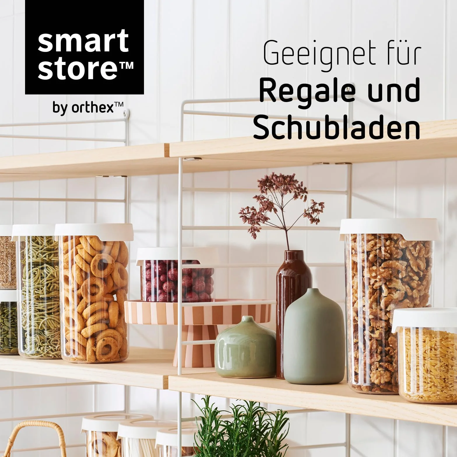 SmartStore Set di contenitori rotondi per alimenti secchi trasparenti con coperchio, 6, senza BPA, lavabili in lavastoviglie, 4 x 0,75 l, 2 x 1,45 l